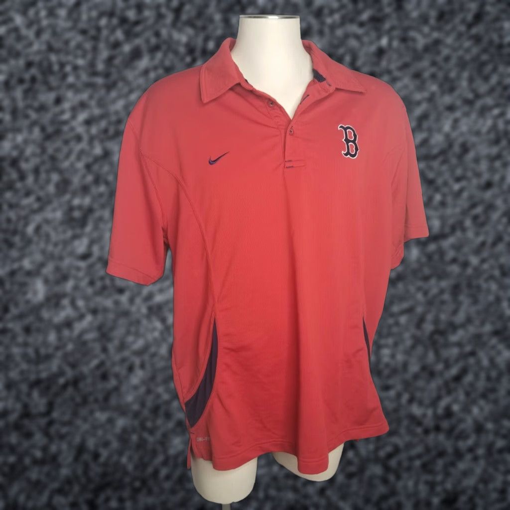 Nike Nike Authentic Dri Fit MLB Baseball Polo Mens XL Red Boston Red Sox Distressed Size US XL / EU 56 / 4 - 1 Thumbnail