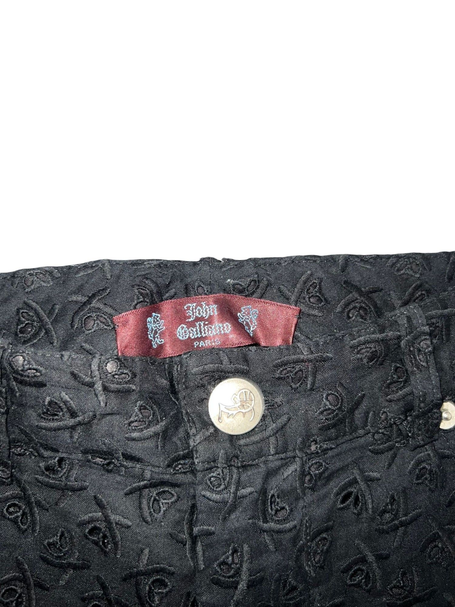 John Galliano 1990s Bootcut Black Embroidered Pants Size 27" / US 4 / IT 40 - 3 Thumbnail