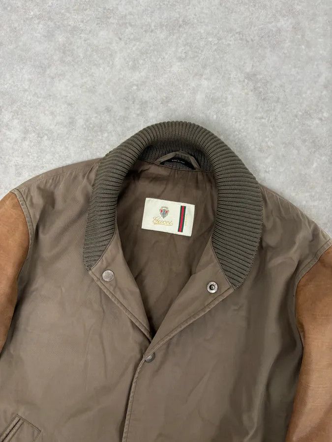 Gucci AW2010 Gucci Brown Hybrid Leather Sleeve Bomber Jacket Size US M / EU 48-50 / 2 - 5 Thumbnail