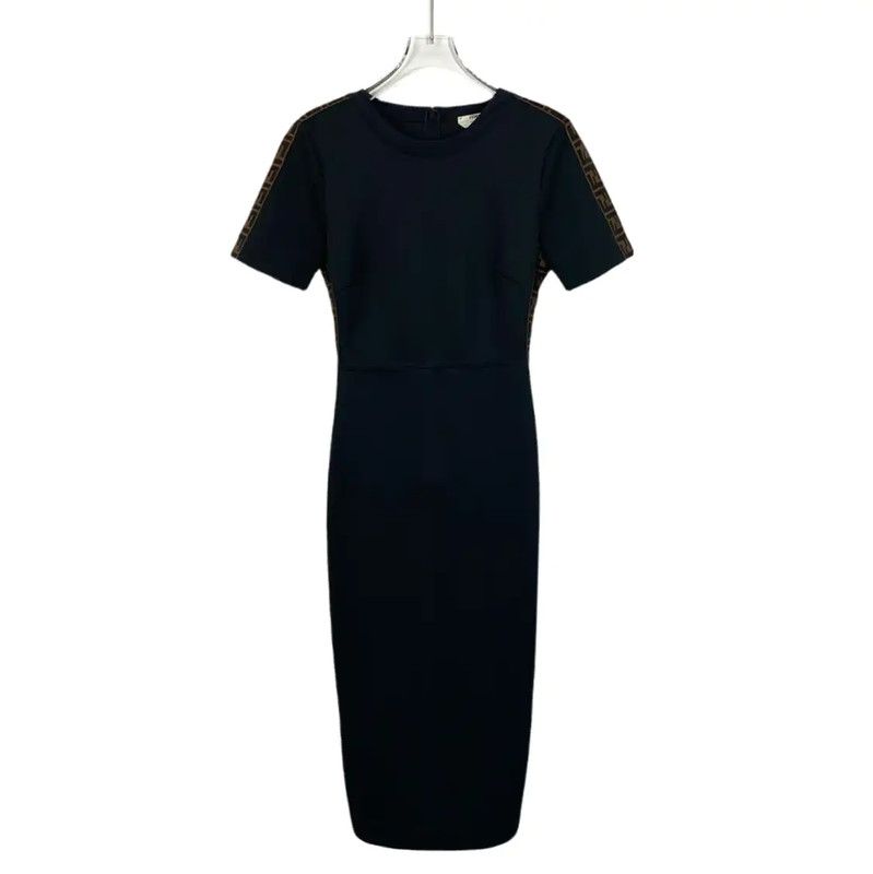 Fendi Fendi Black Midi Dress with Signature Details 0089 Size S / US 4 / IT 40 - 1 Thumbnail