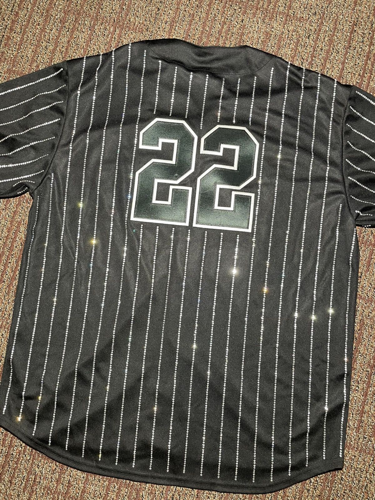 Supreme Supreme Rhinestone Stripe Baseball Jersey (Medium) Size US M / EU 48-50 / 2 - 4 Thumbnail