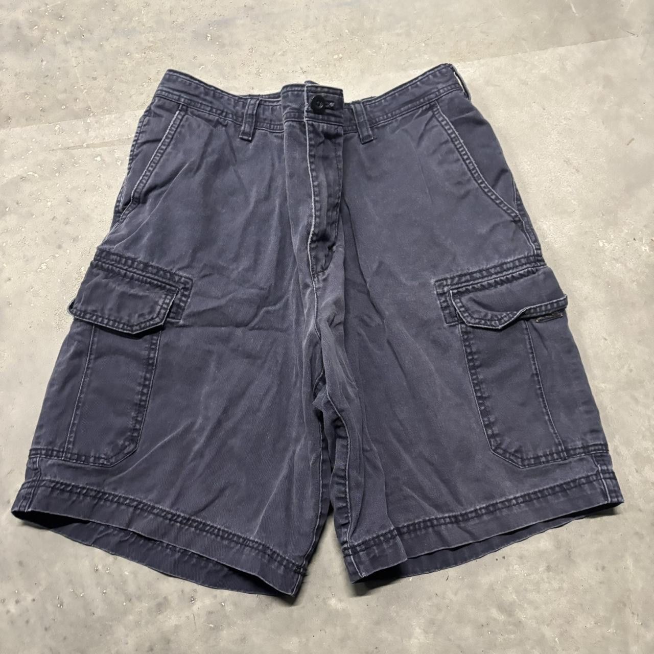 Japanese Brand × Vintage Crazy Vintage Y2K/2000s Baggy Navy Blue Streetwear Skater Style Cargo Shorts! Size US 38 / EU 54 - 1 Thumbnail