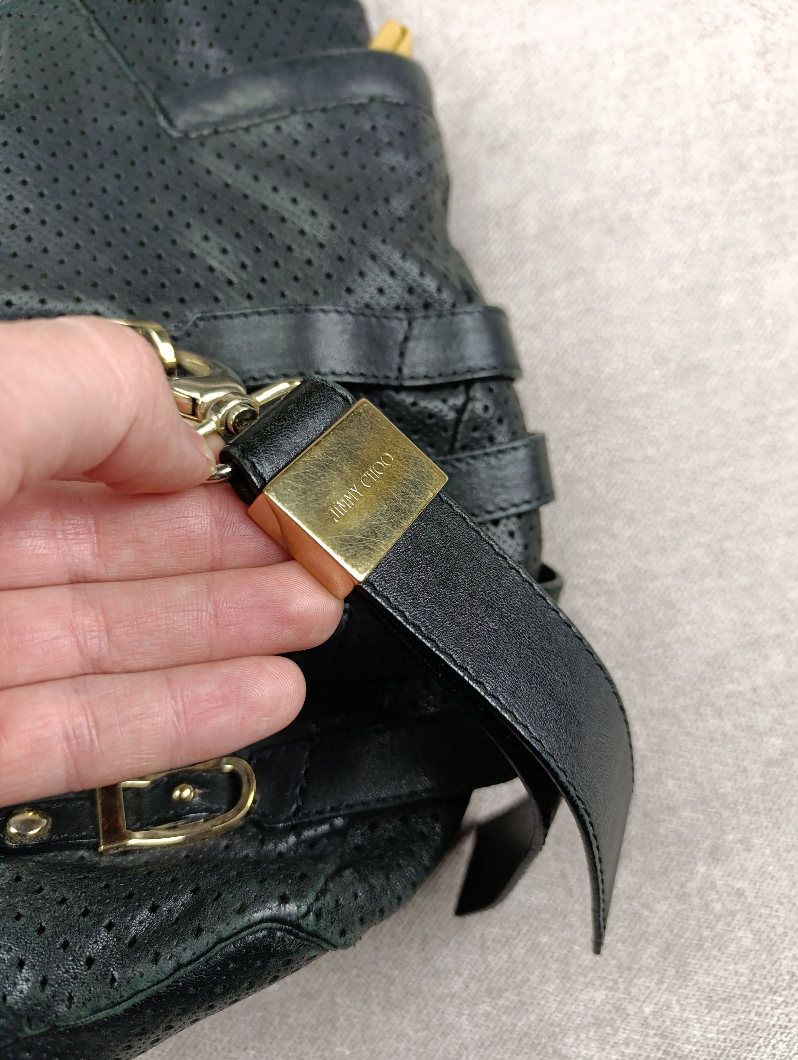 Jimmy Choo Jimmy Choo Black Perforated Leather Gold Hardware Bree Bag Size ONE SIZE - 4 Thumbnail