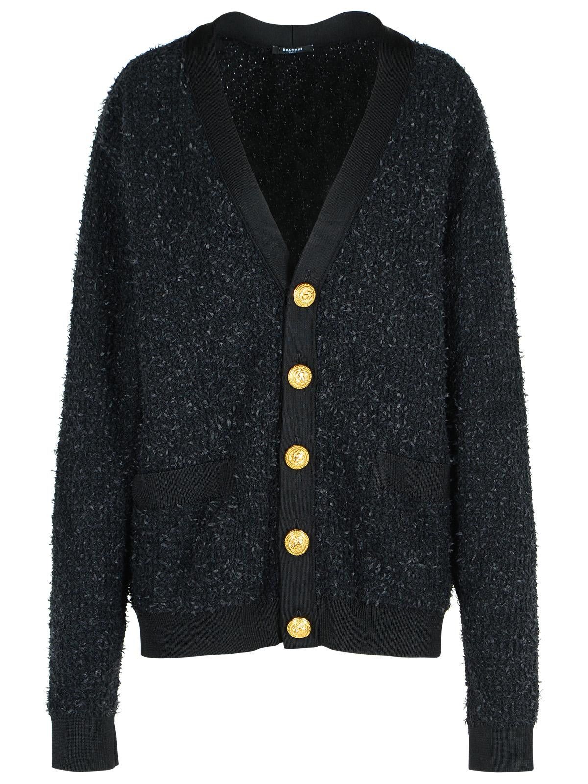 Balmain BALMAIN Black Cotton Blend Cardigan Size US M / EU 48-50 / 2 - 1 Thumbnail