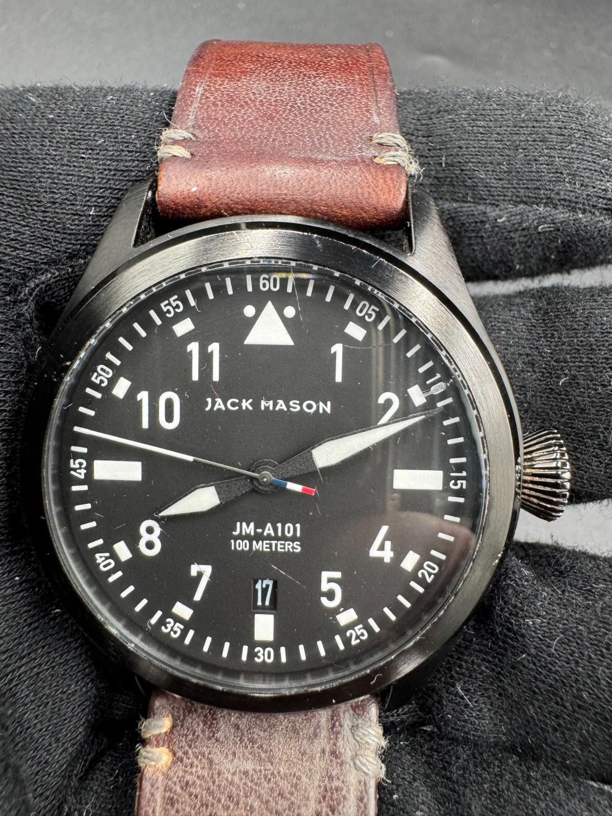 Other Jack Mason JM-A101 Aviation Black PVD Pilot Watch Leather St Size ONE SIZE - 4 Thumbnail
