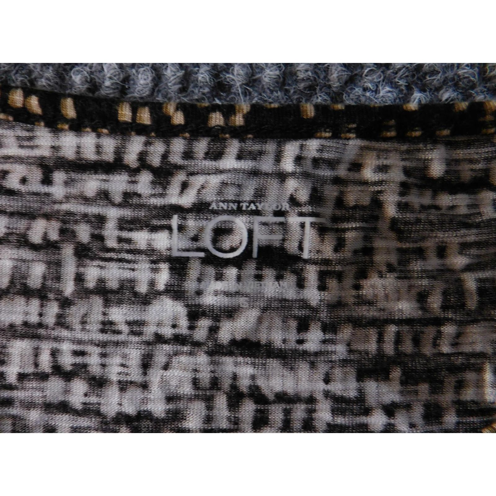 Loft VINTAGE LOFT Shirt Womens Medium Black Beige Abstract Print Boat Neck Dolman Size M / US 6-8 / IT 42-44 - 5 Thumbnail