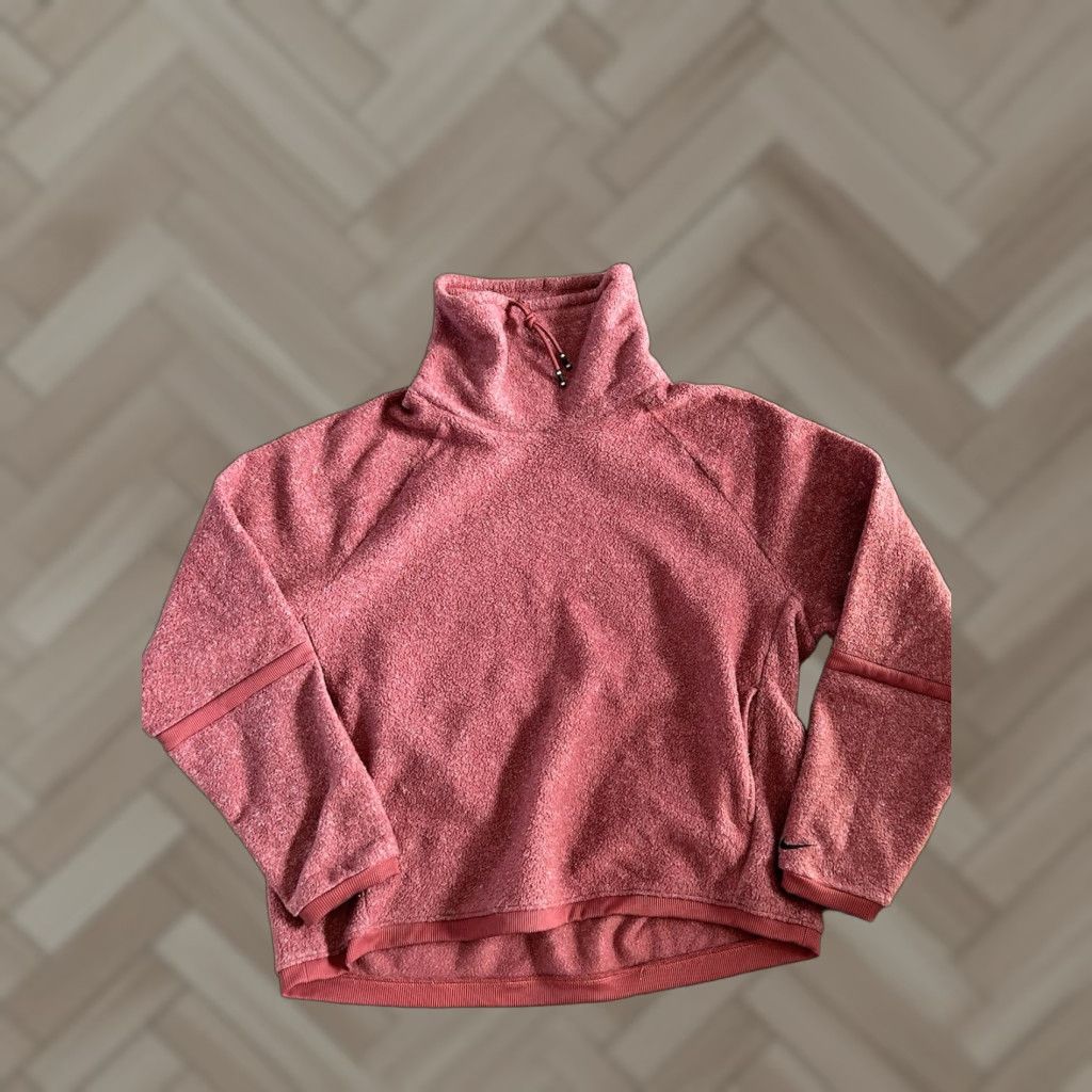 Nike Nike Therma-FIT Cowl Neck Fleece Pullover Women's L Pink Solid Logo Knit-Style Casual Sweater Size L / US 10 / IT 46 - 1 Thumbnail