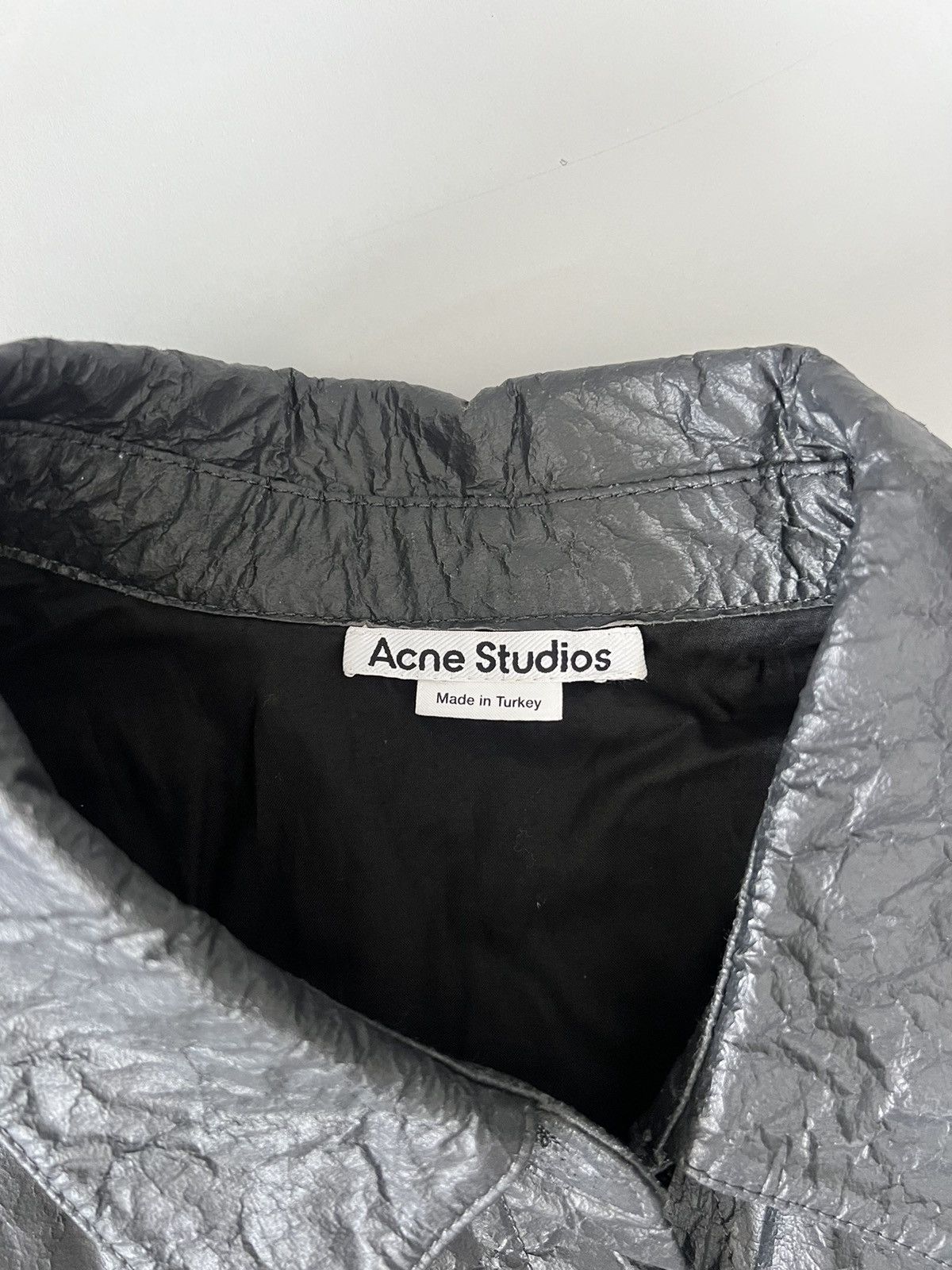 Acne Studios Acne Studios Asymmetric coated crinkled-leather shirt Size US S / EU 44-46 / 1 - 10 Thumbnail
