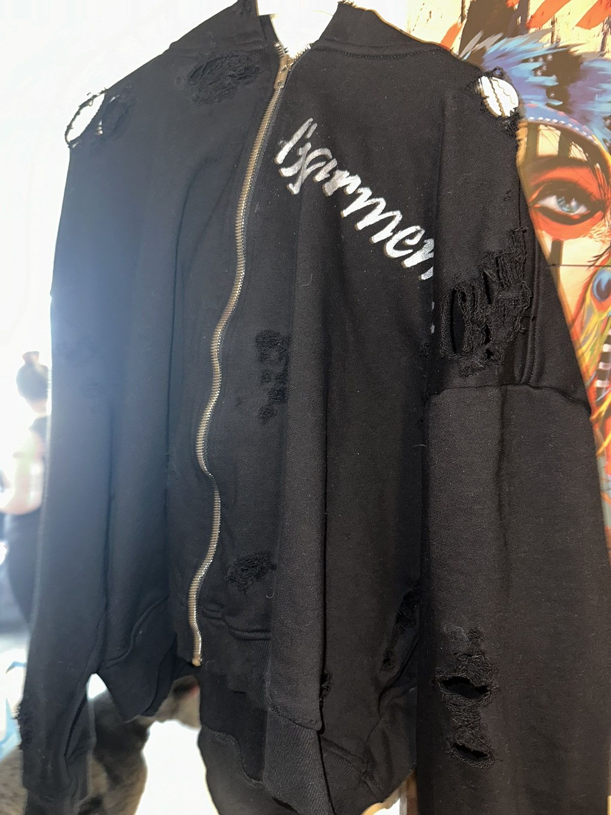 Other Distressed Black Zip Up Hoodie 400GSM Size US XL / EU 56 / 4 - 2 Thumbnail