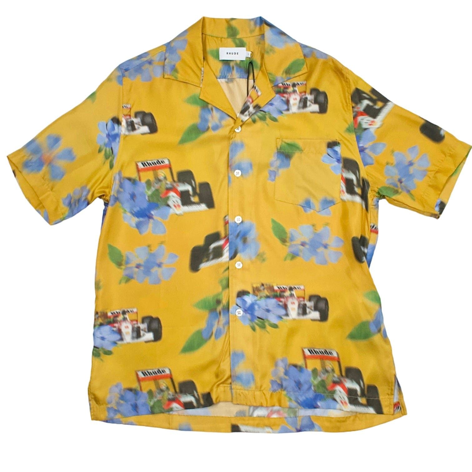 Loix Silk Shirt Sleeve Button Up Yellow