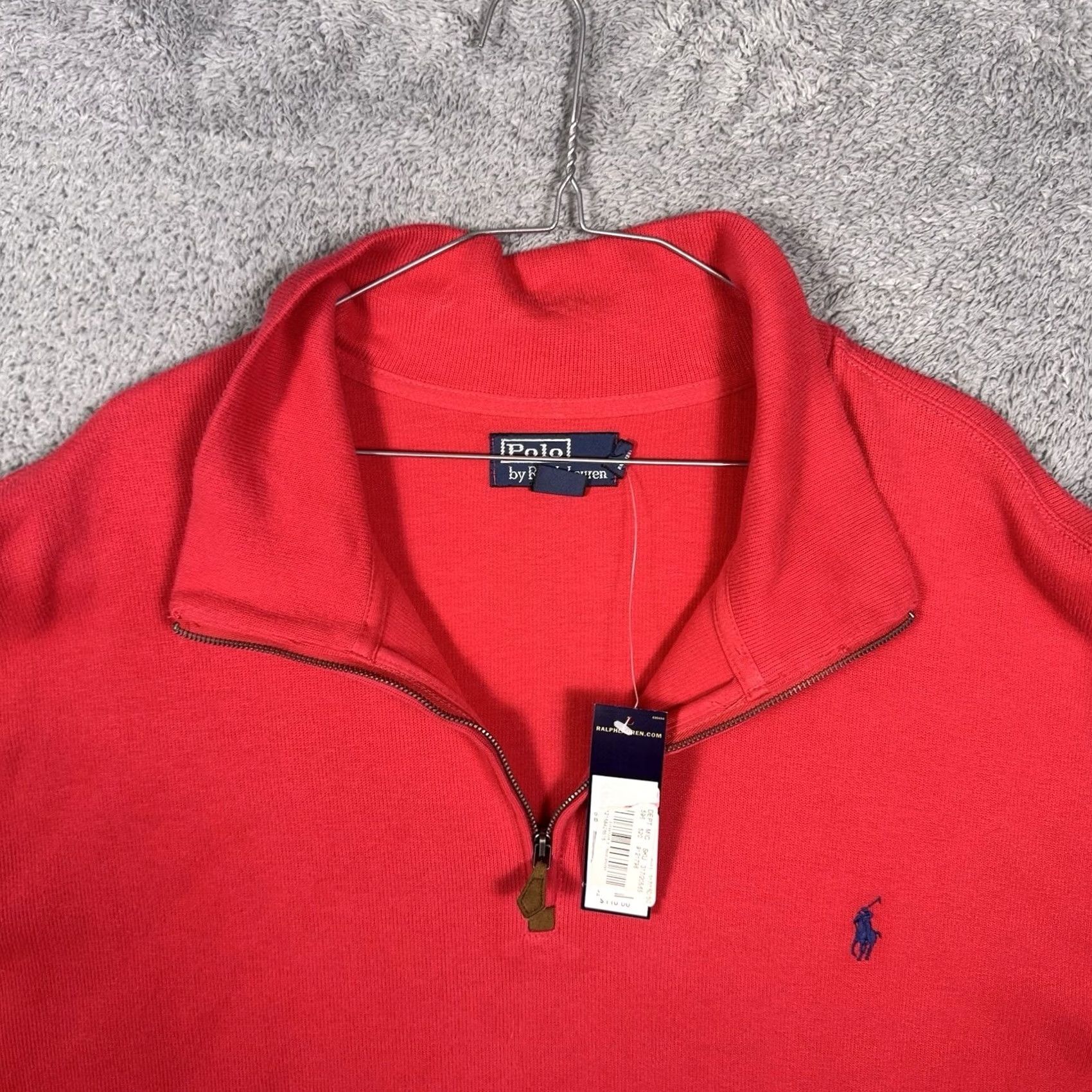 Polo Ralph Lauren DEADSTOCK Polo Ralph Lauren Mens 4X Vintage Sweater Knit Red 1/4 Zip Pullover Cotton Deathstock Size US XXL / EU 58 / 5 - 4 Thumbnail