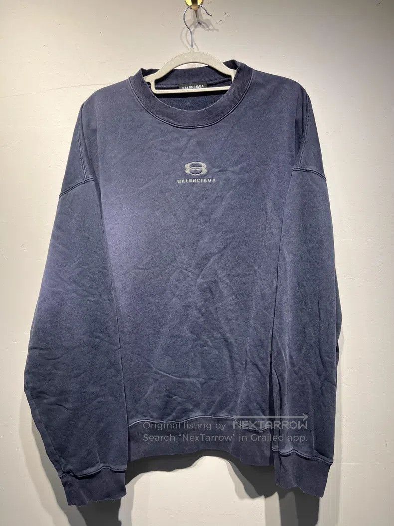 Balenciaga Balenciaga Letter Embroidered Logo Hooded Sweatshirt - Blu Size US L / EU 52-54 / 3 - 1 Thumbnail