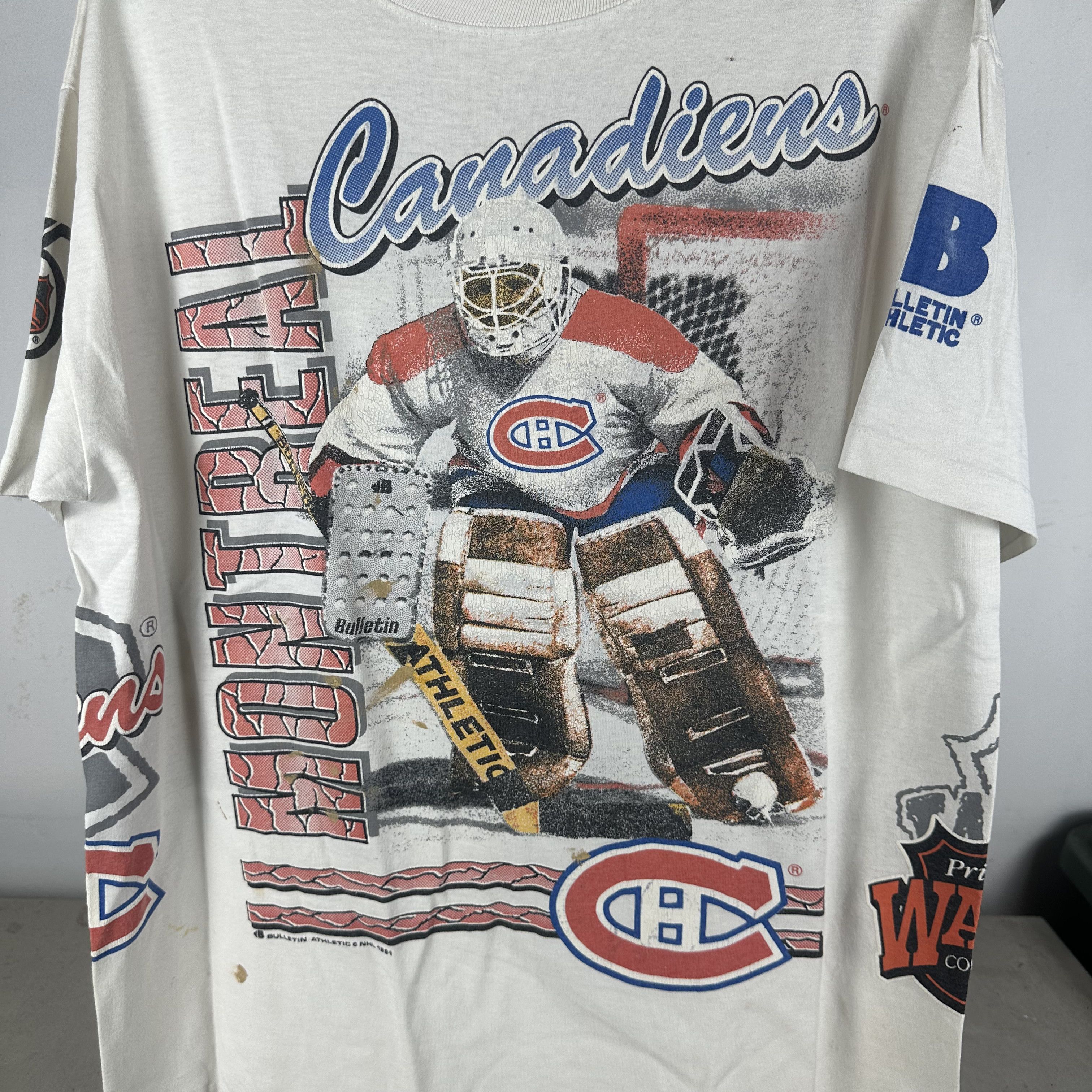 Vintage ​​​​1991 Montreal Canadiens Bulletin Athletic NHL AOP Tee Size US XL / EU 56 / 4 - 2 Thumbnail