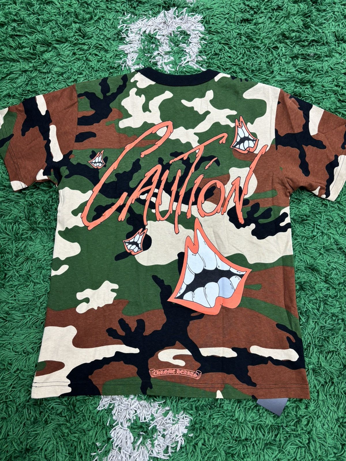 image of Chrome Hearts Matty Boy Camo T Shirt Medium Caution, Men's