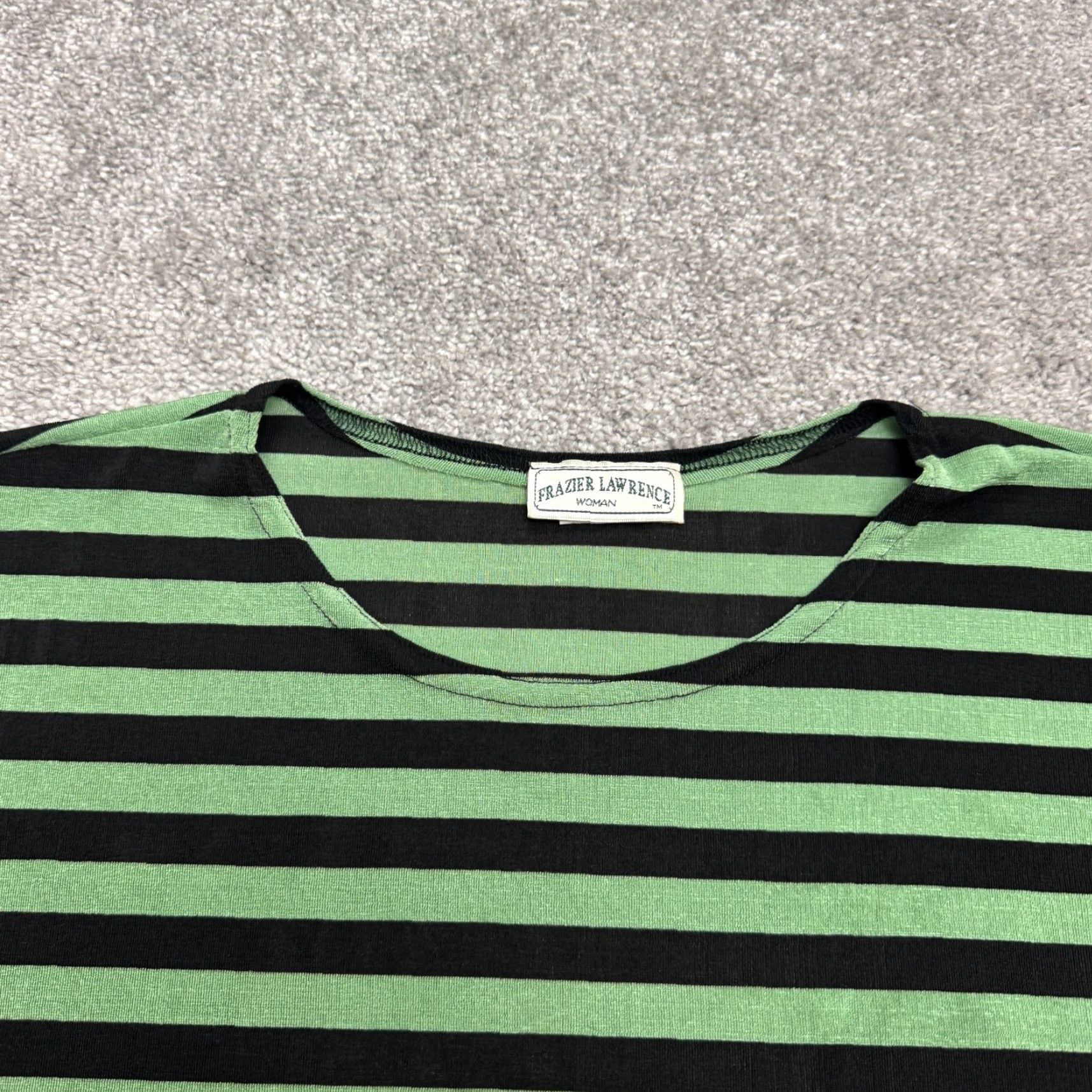 Vintage VINTAGE Frazier Lawrence T-Shirt Womens 2XL Green Black Striped Crew Tee 90s Casual Shirt Womens Size XXL / US 16-18 / IT 52-54 - 2 Thumbnail