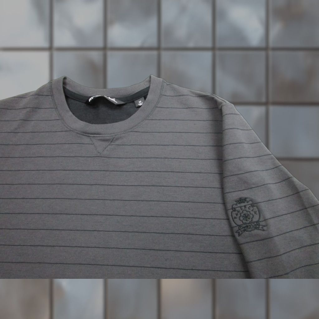 TravisMathew Travis Mathew Sweater Mens Medium Gray Striped Crewneck Pullover Crest Logo Peru Size US M / EU 48-50 / 2 - 1 Thumbnail