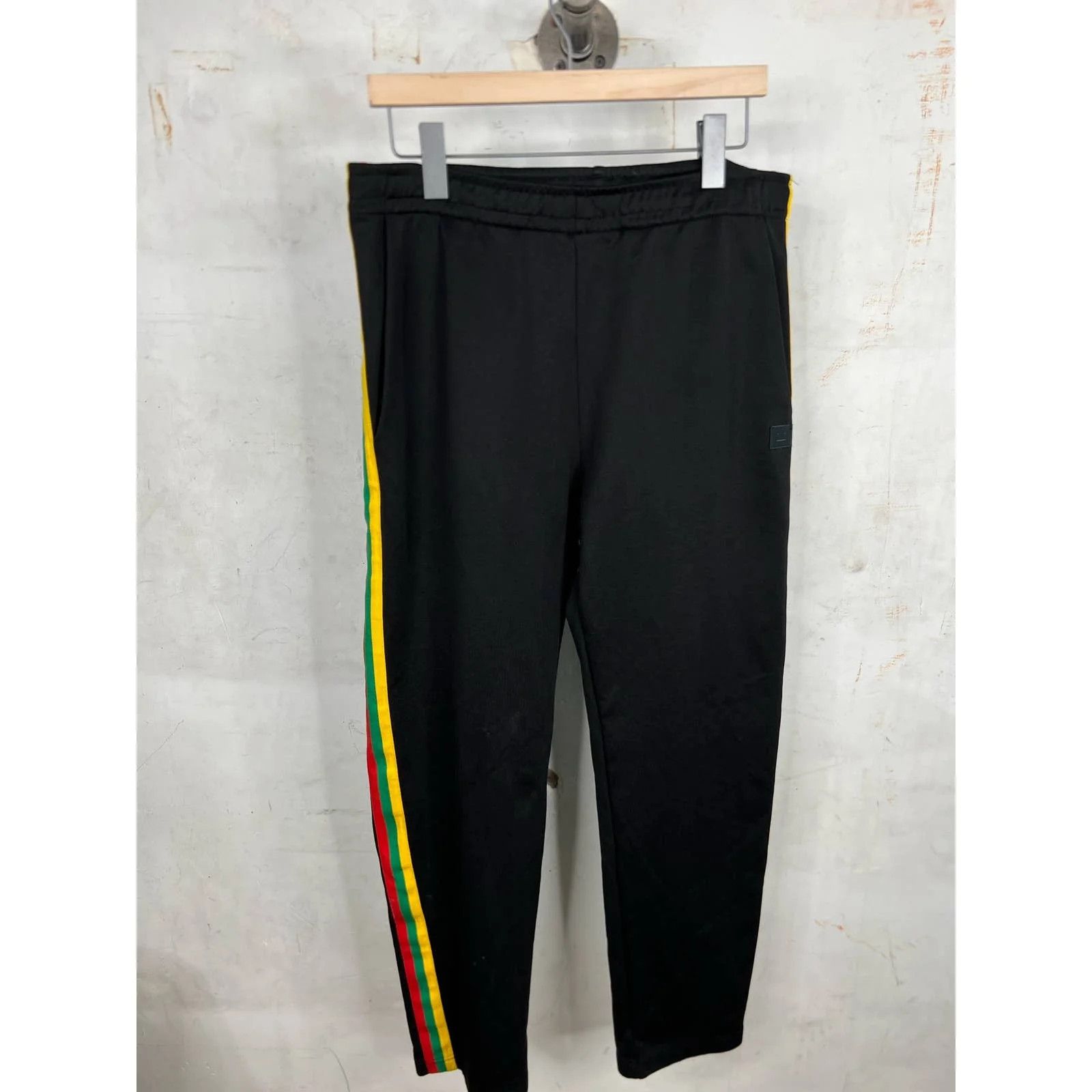 image of Acne Studios Rasta Stripe Track Pants in Black/Green/Yellow, Men's (Size 34)
