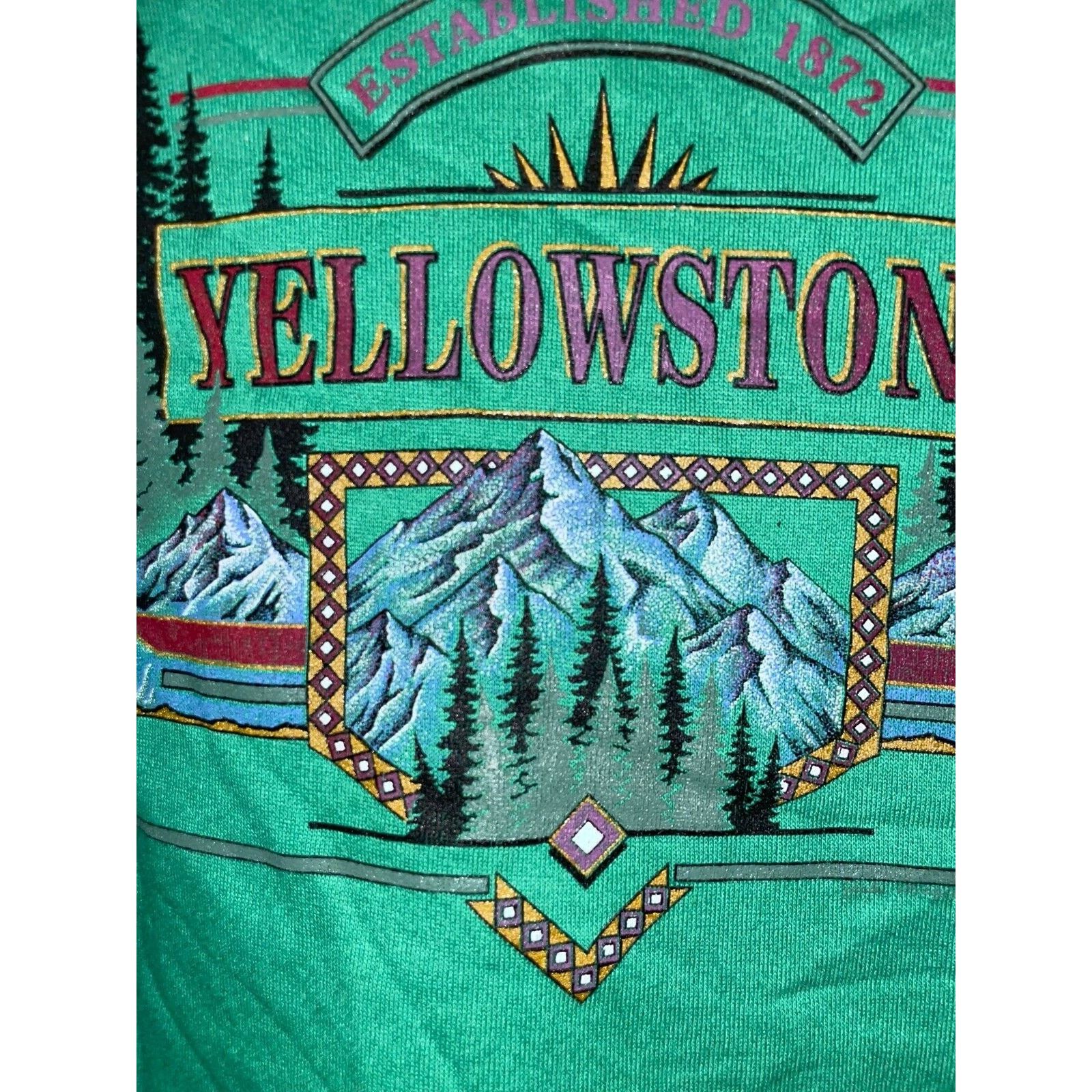 Jerzees Vintage Yellowstone Hoodie Nature Green Jerzees 80s VTG M Size US M / EU 48-50 / 2 - 4 Thumbnail