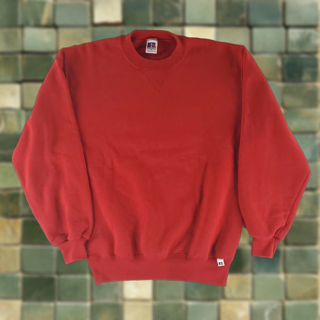 Russell Athletic VINTAGE Russell Athletic Sweatshirt Crew Neck Red Made USA Mens M 90s Size US M / EU 48-50 / 2 - 1 Thumbnail