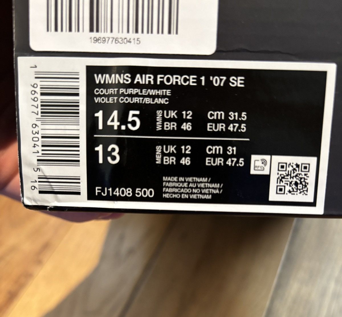 Nike Nike Air Force 1 W SE Lakers LSU Purple Yellow Size US 13 / EU 46 - 12 Thumbnail