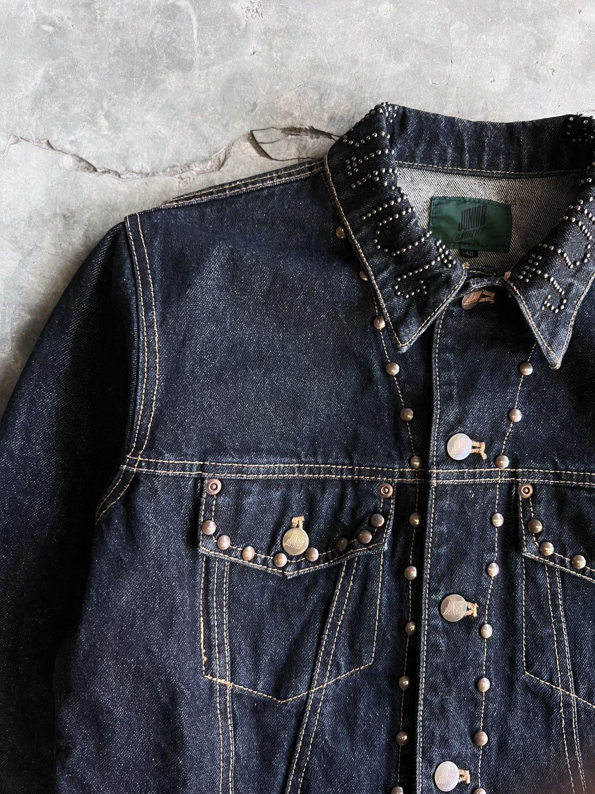 Jean Paul Gaultier Rare Vintage Junior Gaultier Jean Paul Studded Denim Jacket Size US XS / EU 42 / 0 - 15 Thumbnail