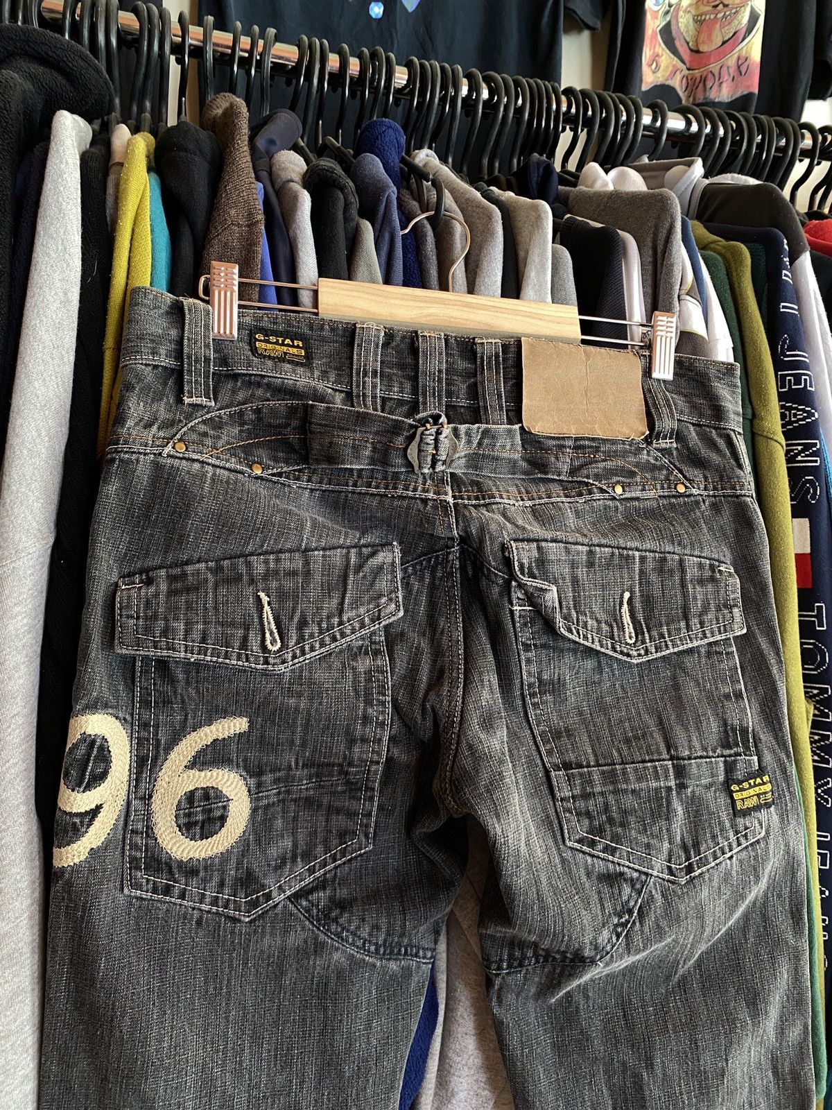 G-Star VINTAGE G-STAR 96 DOUBLE KNEE BIG LOGO DENIM JEANS Size US 30 / EU 46 - 2 Thumbnail