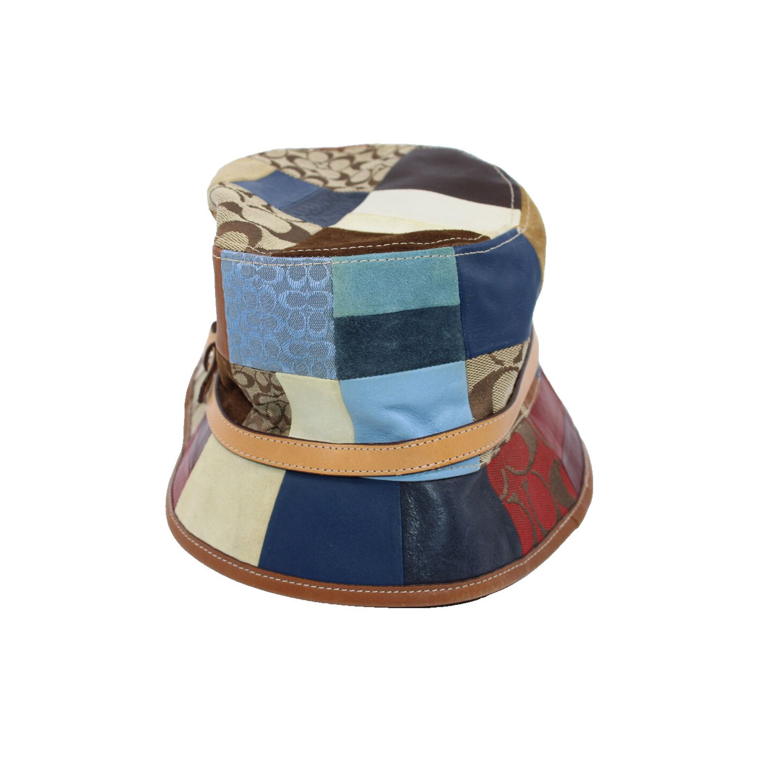 Coach Vintage 2000 COACH Patchwork Bucket Hat Leather Canvas Sz S Size ONE SIZE - 2 Thumbnail