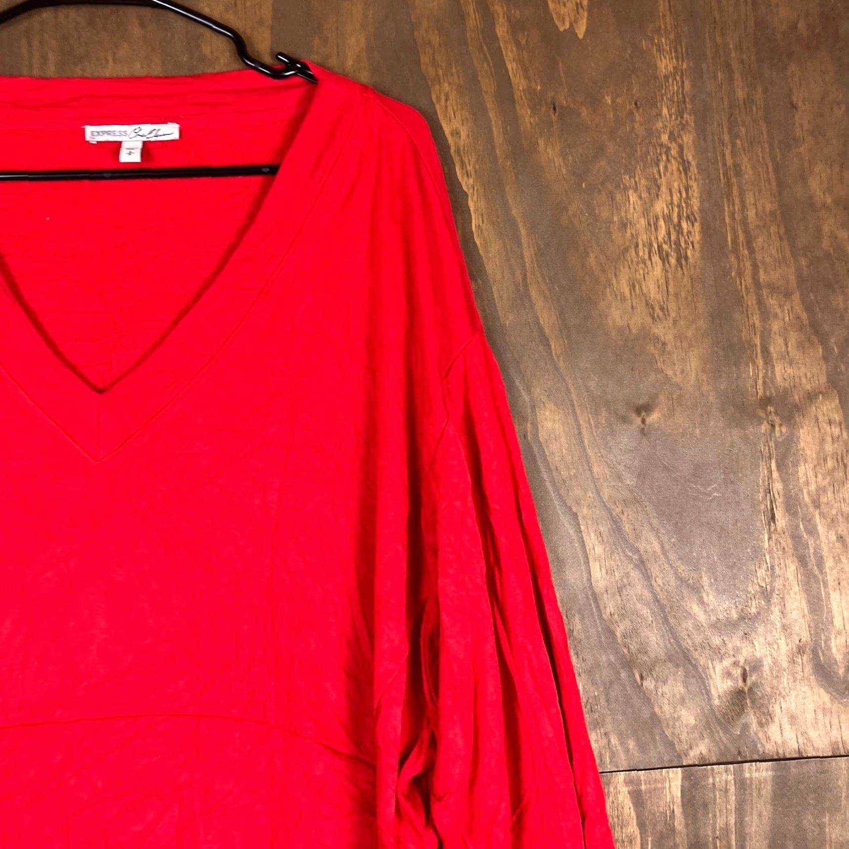 Express Express Womens Sweater Red V Neck Long Sleeve Relaxed Rayon Blend Small Size S / US 4 / IT 40 - 5 Thumbnail