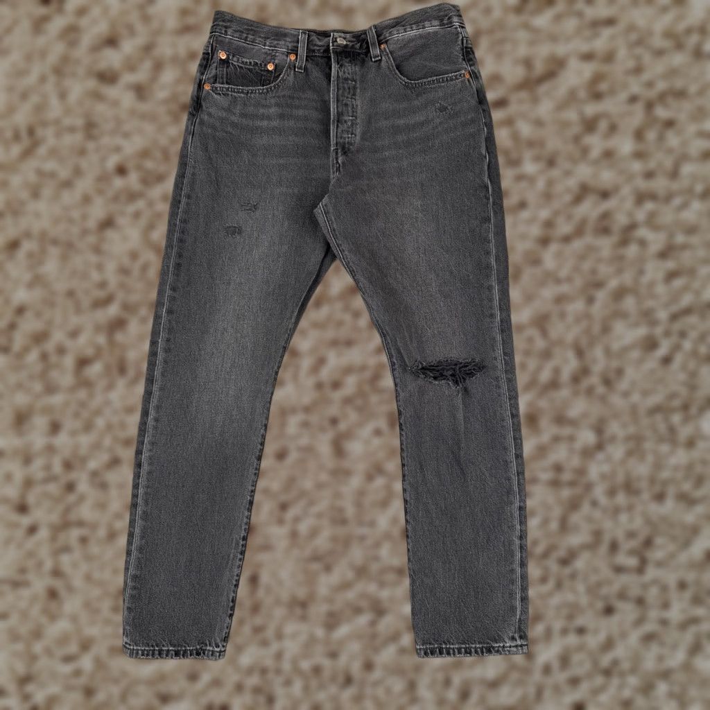 Levi's Levis Jeans Women 31 Black Denim Distressed 501 S Skinny Premium 31x28 Jeans Women Distressed 501XX 5-Pocket Denim Slim Modern Black Adult Womens Size 24" / US 00 / IT 34 - 1 Thumbnail