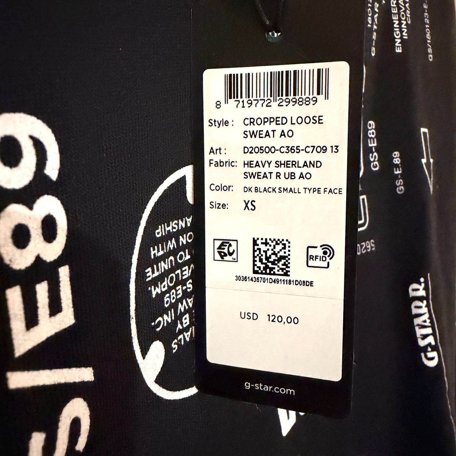 G-Star G-Star RAW D20500 Cropped Graphic Sweatshirt Black Size XS Size XS / US 0-2 / IT 36-38 - 5 Thumbnail