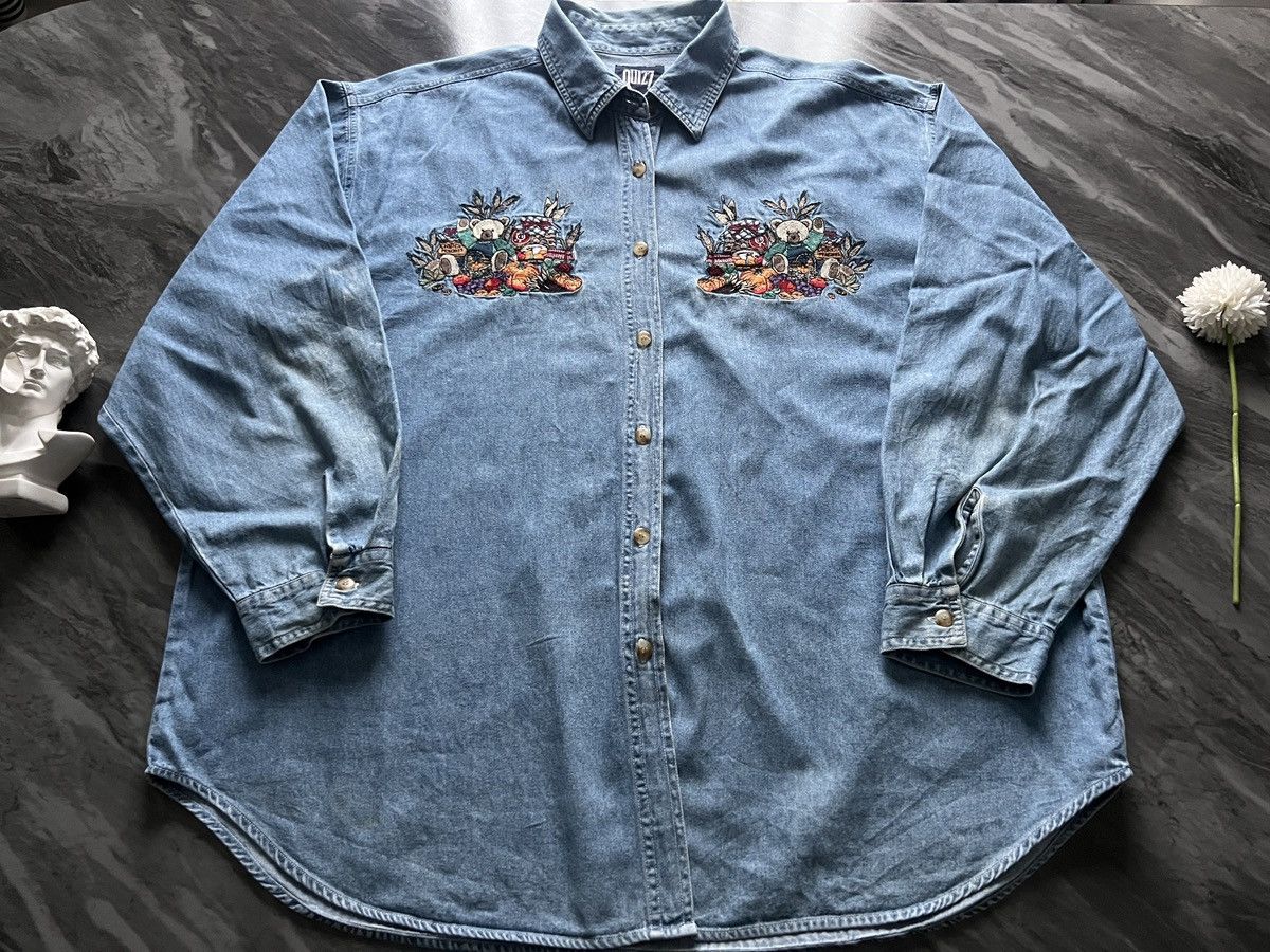 Vintage Quizz : New York Denim Bear Fruit Embroidered Size 3XL / US 20-22 - 2 Thumbnail