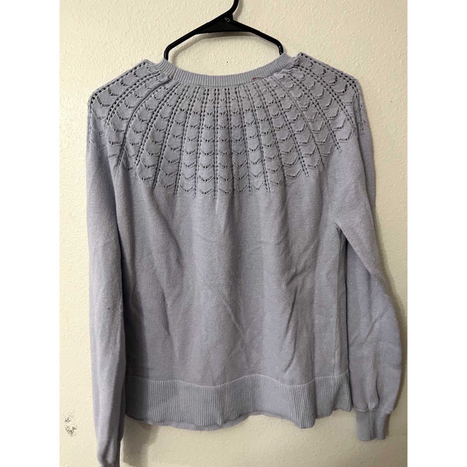 Loft LOFT Sweater Shirt Women Large Blue Geometric Knit Pullover Casual Wool Blend Long Sleeve Round Neck Vintage No (Size L) Size L / US 10 / IT 46 - 2 Thumbnail