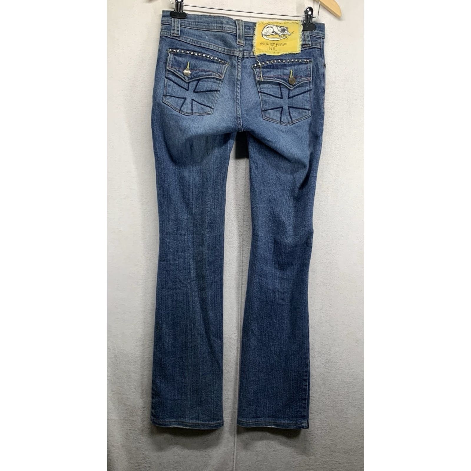 Vintage Vintage Yellow Rat Bastard Y2K Women's Jeans 7 Regular Stright Blue Denim 90s Punk Retro Size 30" / US 8 / IT 44 - 2 Thumbnail