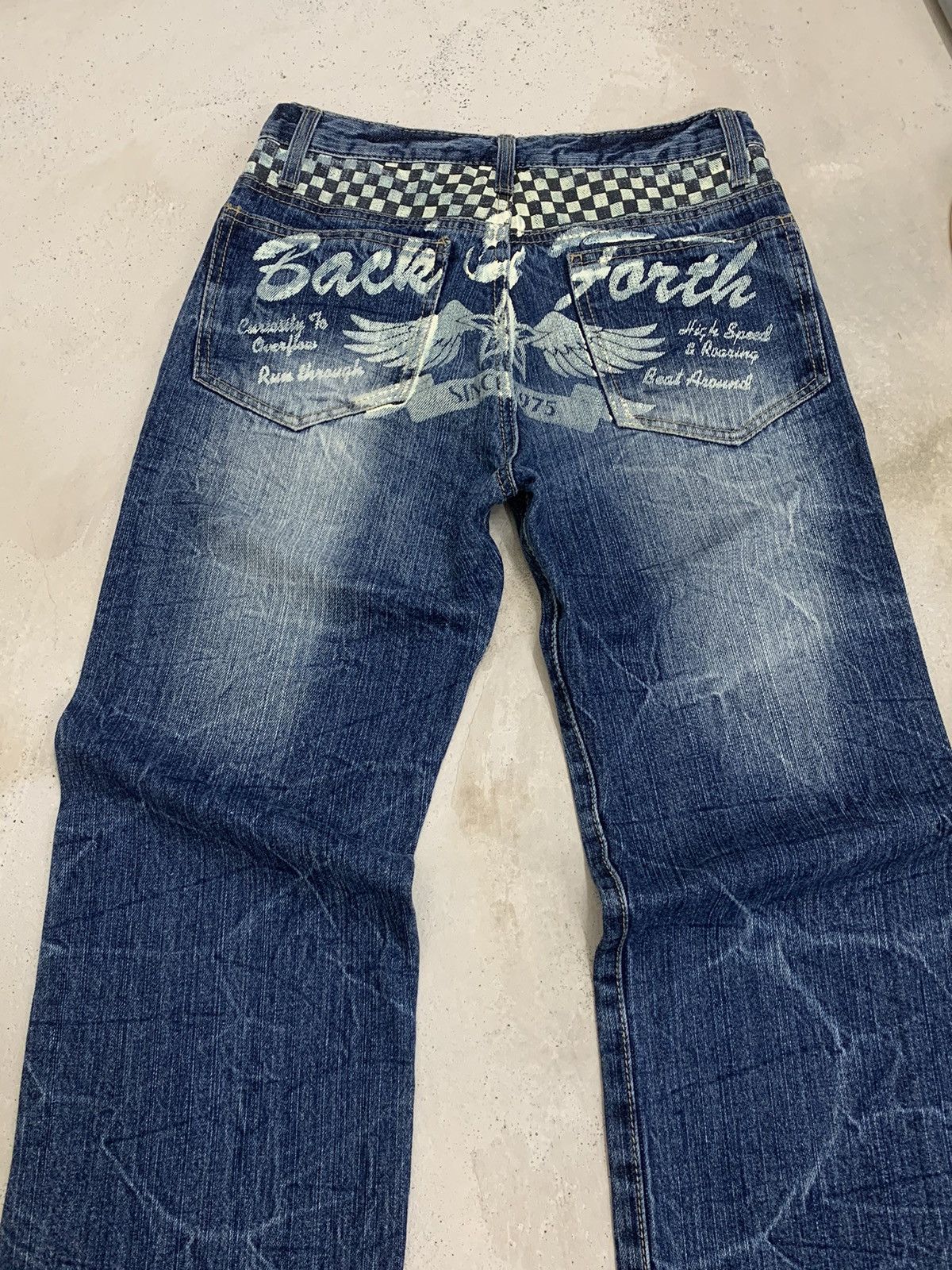 20471120 × Hysteric Glamour × Japanese Brand Back Forth Gothic Wing Seditionaries Bondage Denim Pants Size US 27 - 3 Thumbnail