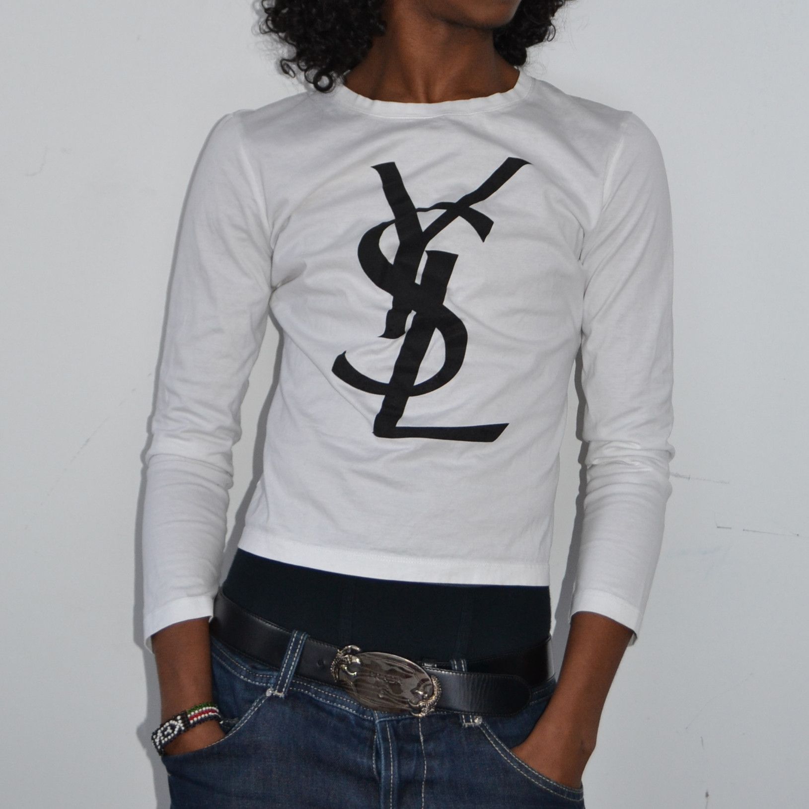 Yves Saint Laurent Late 2000s YSL Logo Long Sleeve Shirt Size US S / EU 44-46 / 1 - 1 Thumbnail