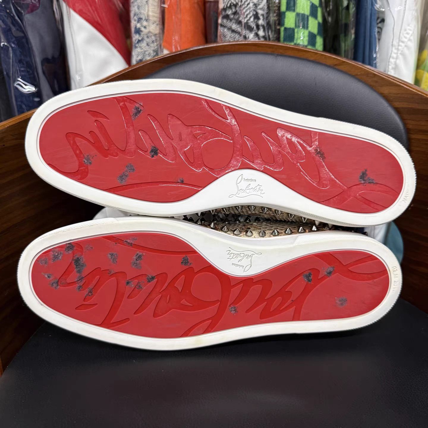 Christian Louboutin Christian Louboutin Snakeskin Studded Slip-On K15 Size US 11.5 / EU 44-45 - 9 Thumbnail
