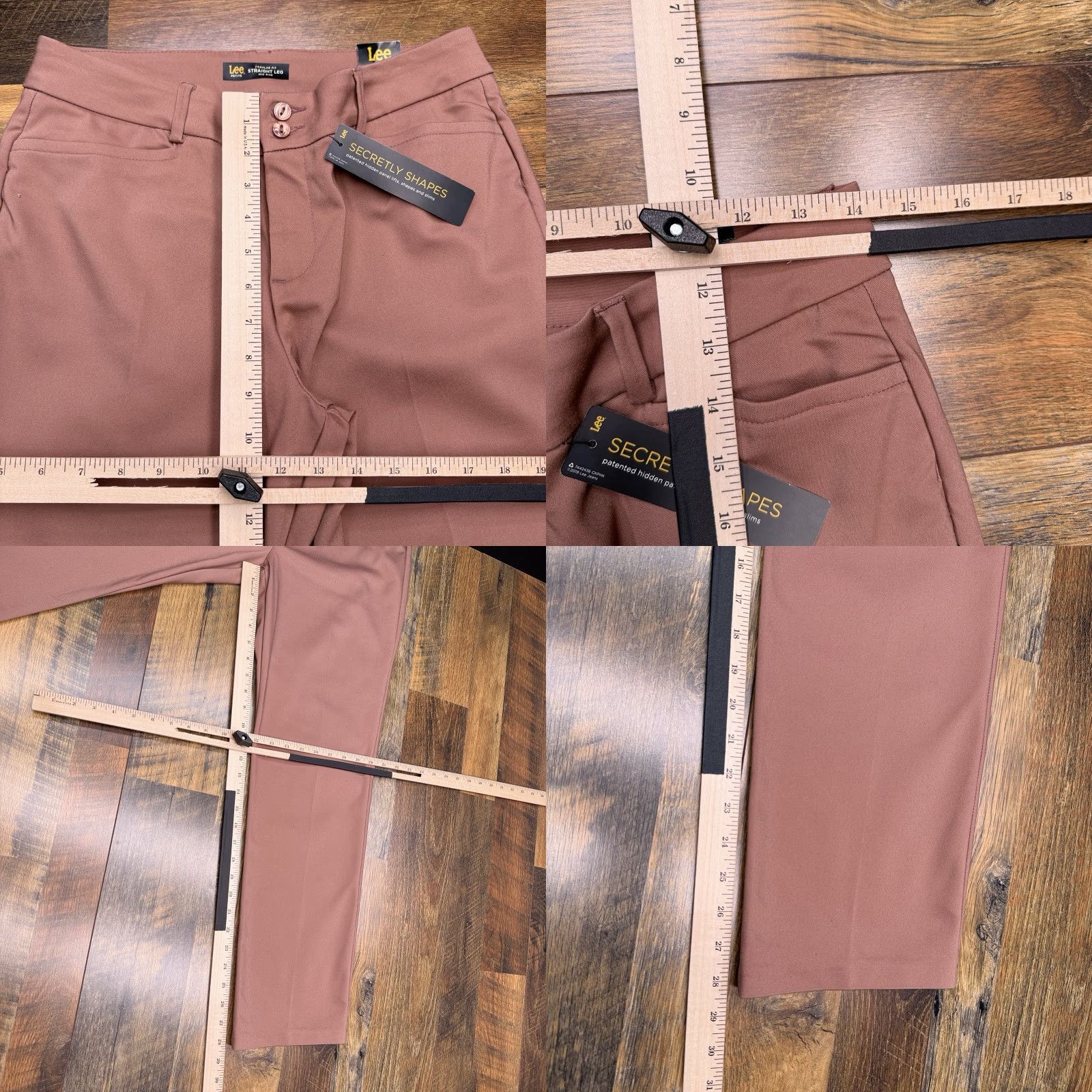 Lee Lee Regular Fit Straight Leg Pants 10P Petite Cognac Mid Rise Stretch Workwear Casual Travel Women's Pants Size 32" / US 10 / IT 46 - 9 Thumbnail