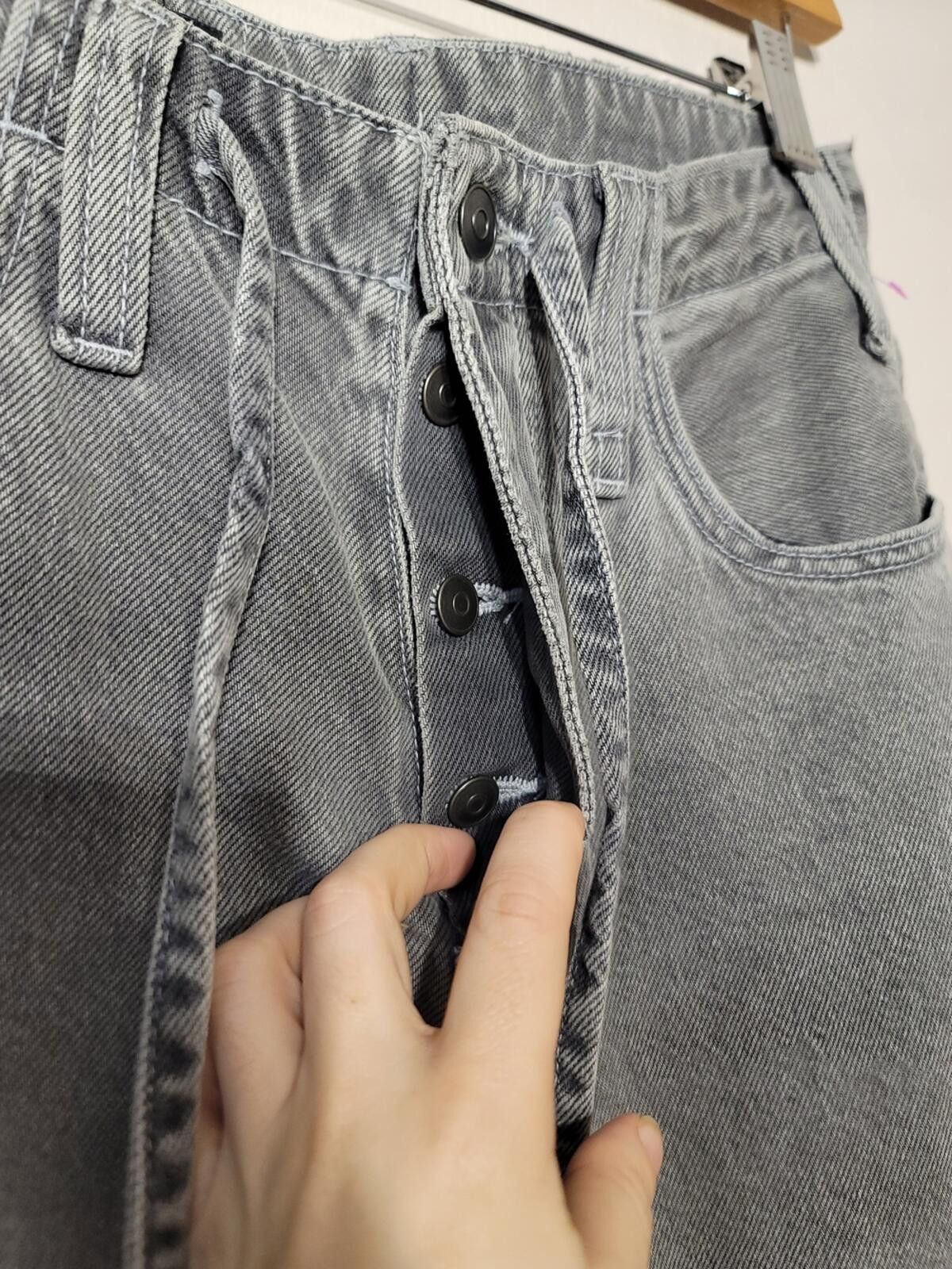 Zara Zara Y2K Gray Wide Leg Tie-Waist Jeans Streetwear Sz 28 Size 28" / US 6 / IT 42 - 4 Thumbnail