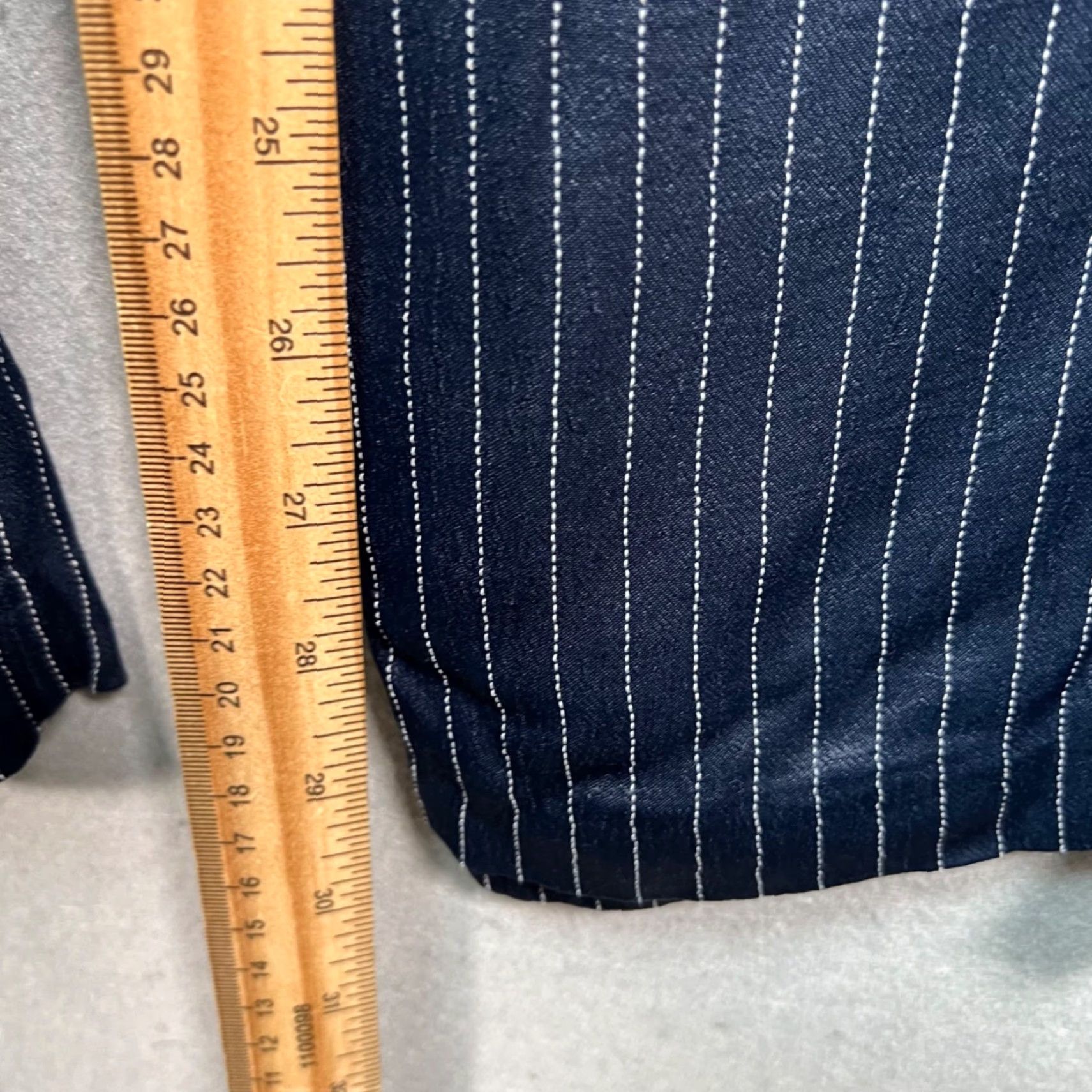 Zara Zara XS Blue Pinstripe Pants w/ Black Satin Side Panels Dress Pants Women XS Blue Pinstripe Satin Side Panels Size 26" / US 2 / IT 38 - 7 Thumbnail