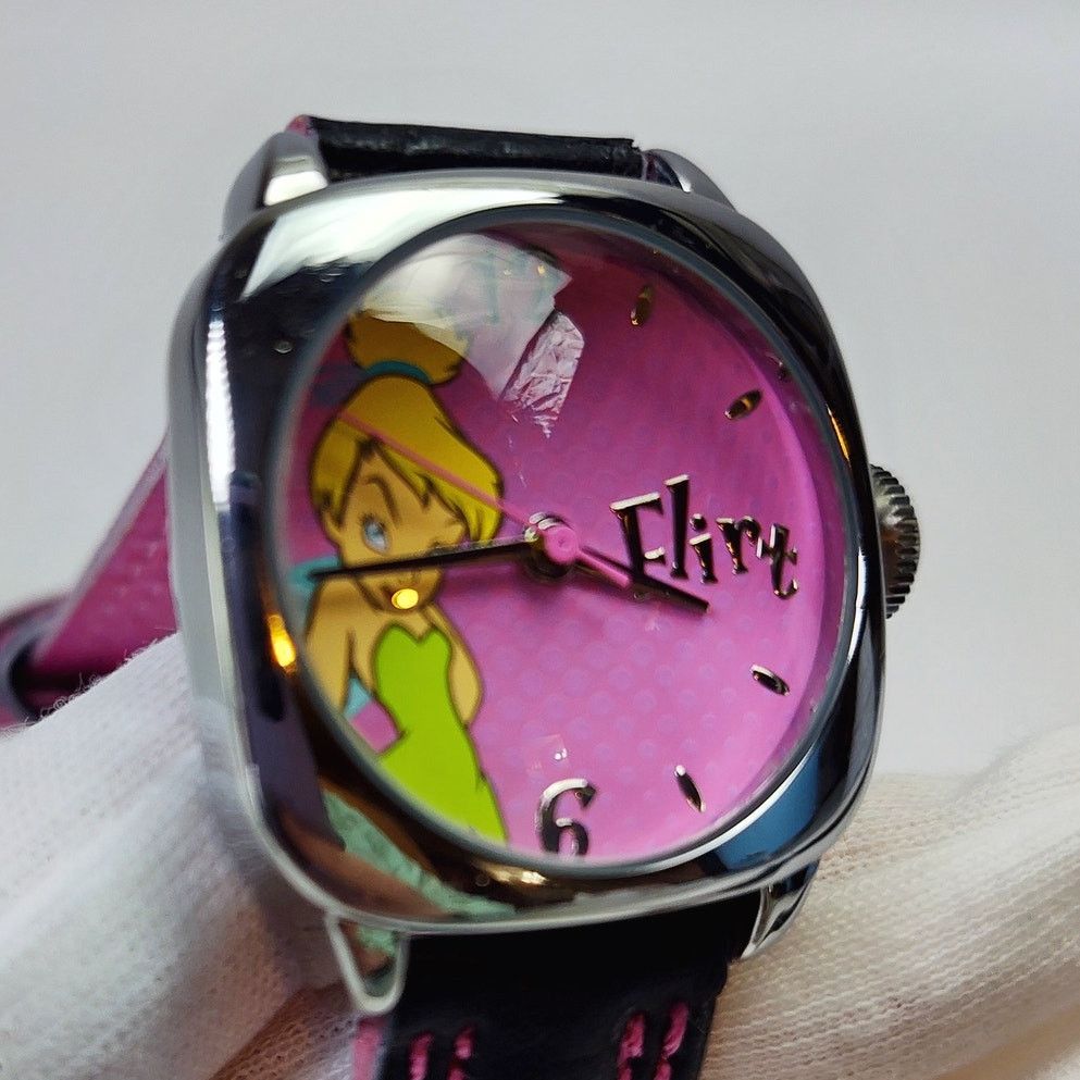 Disney Disney Tinker Bell Flirt Watch Pink Square Black Strap Y2K Size ONE SIZE - 2 Thumbnail