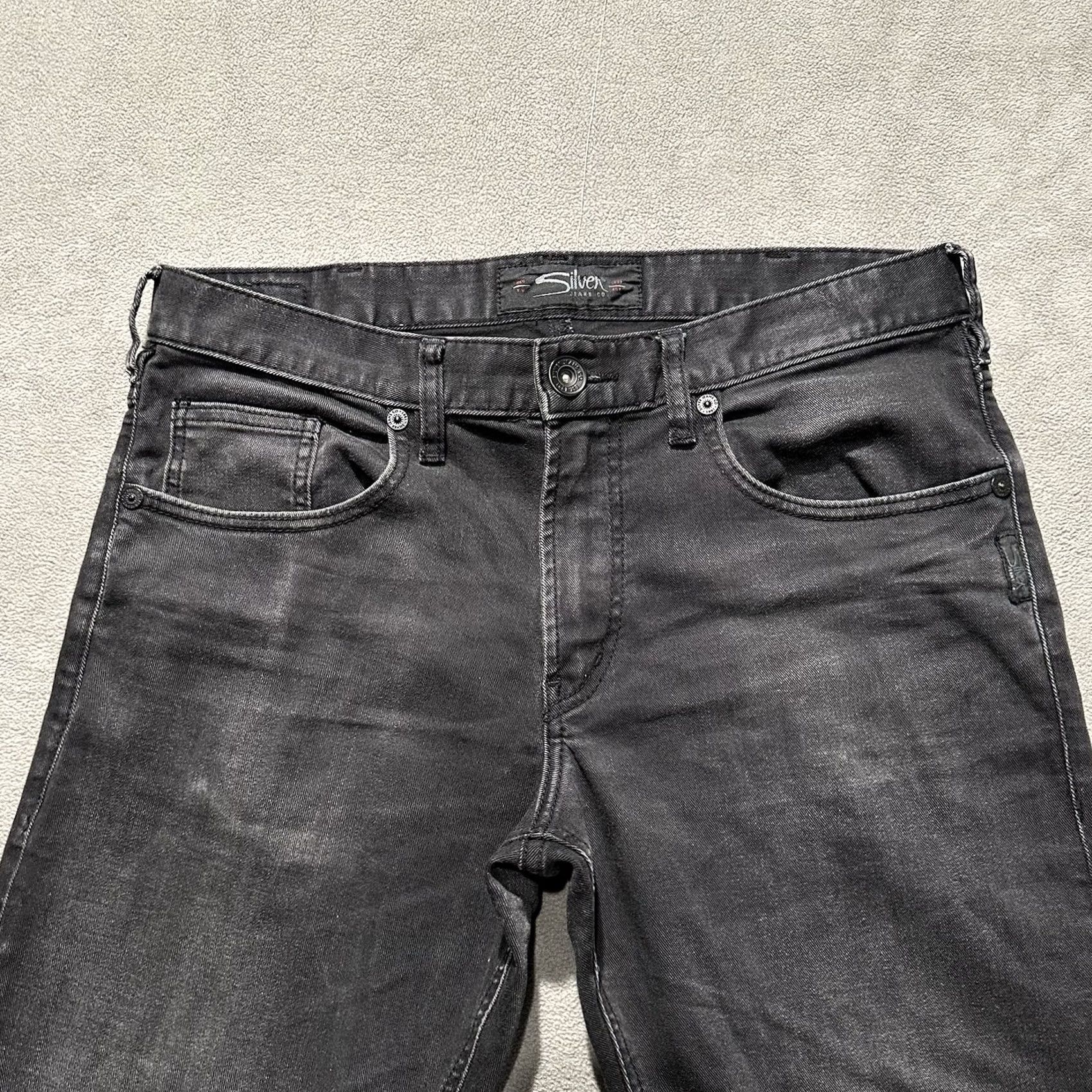 Silver Jeans Co. Silver Jeans Mens Jeans Dark Gray Denim Athletic Fit Tapered Leg 34x30 Size US 34 / EU 50 - 3 Thumbnail