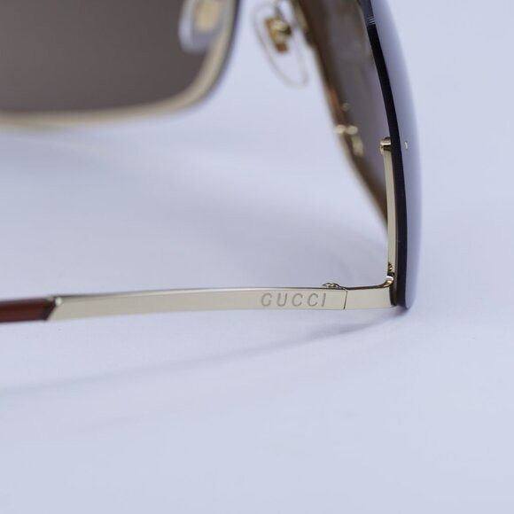 Gucci Gucci GG1560S 002 Sunglasses Gold Shield Frame, Brown Lenses Size ONE SIZE - 10 Thumbnail