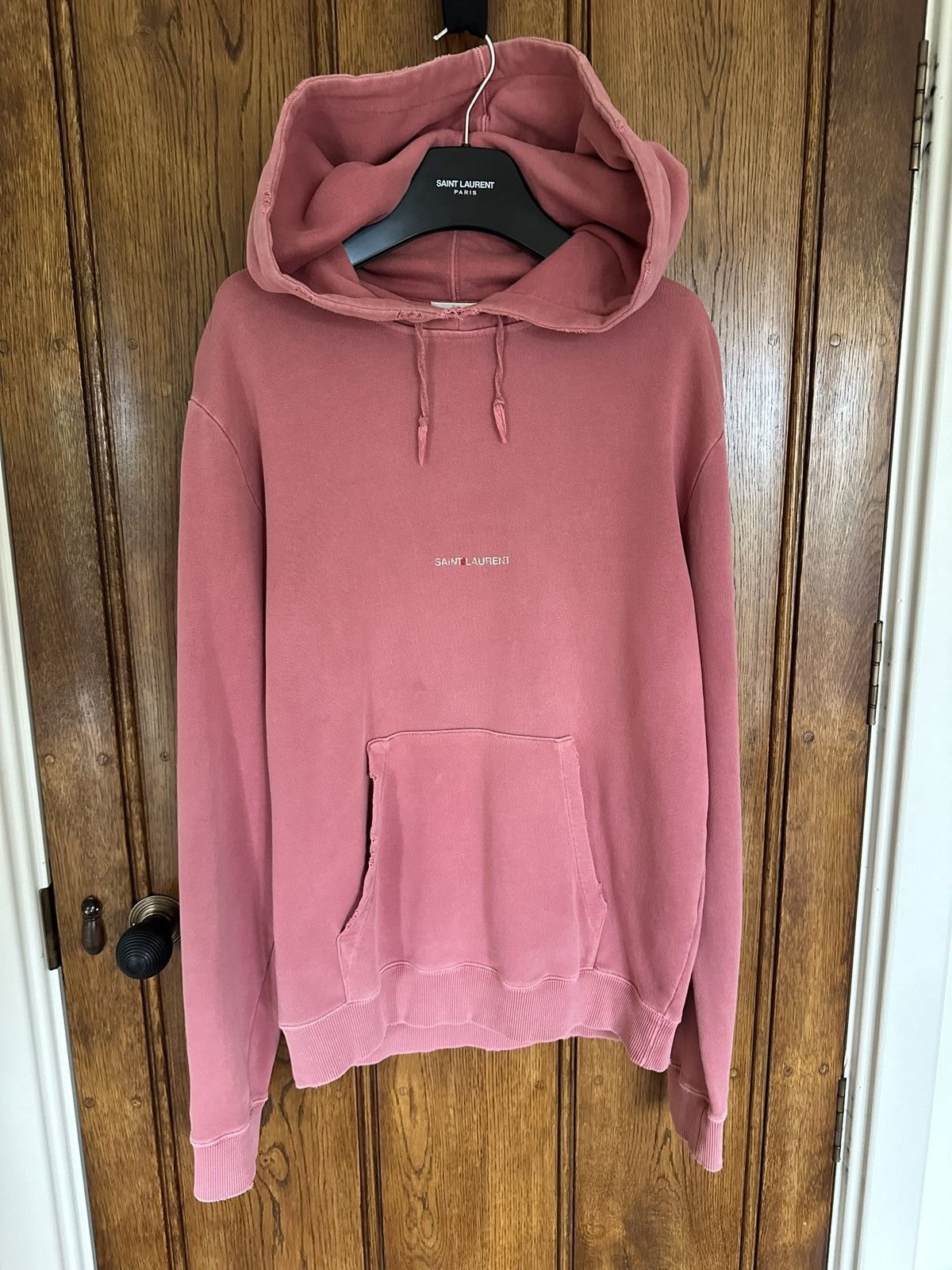 Saint Laurent Paris Saint Laurent Rive Gauche logo distressed hoodie $990 Size US XS / EU 42 / 0 - 8 Thumbnail