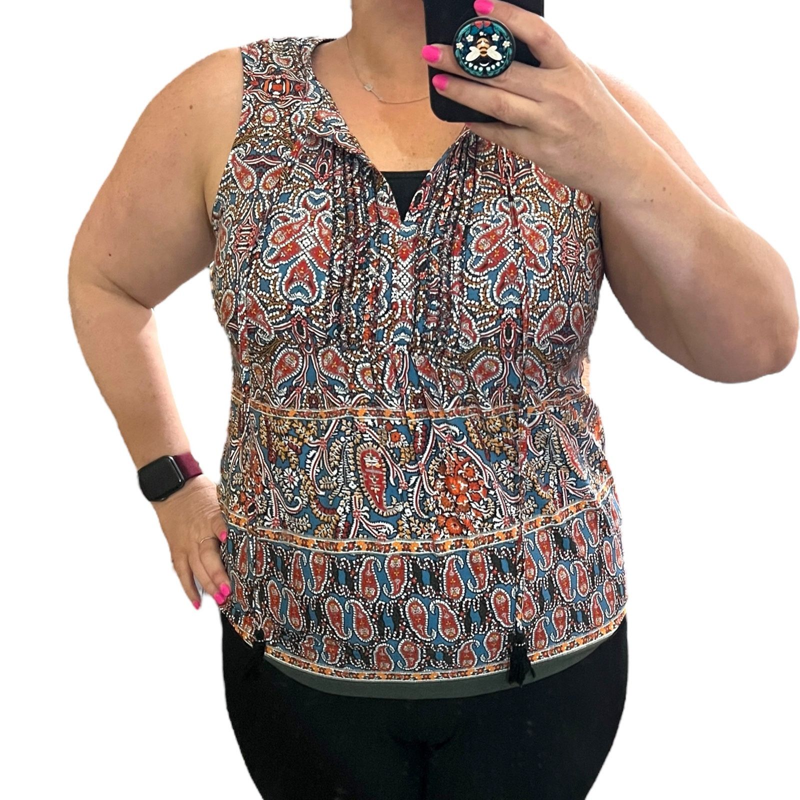 Other Marcelle Tie Neck Top Stitch Fix Daniel Rainn Keyhole Blouse Size M / US 6-8 / IT 42-44 - 13 Thumbnail