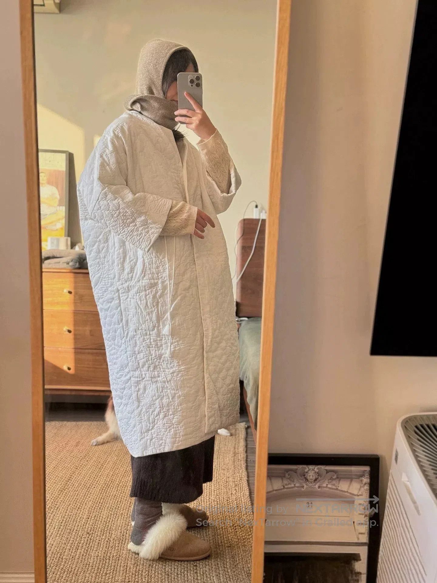 Other TOWAVASE White Linen Long Quilted Coat. Size M / US 6-8 / IT 42-44 - 9 Thumbnail