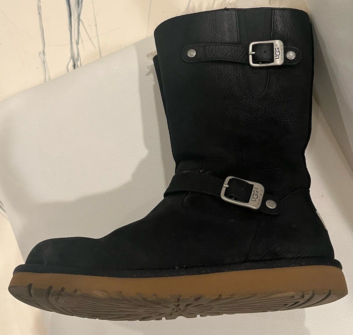 Ugg UGG Kengsington Leather Sheepskin Buckles Moto Boots Size US 6 / IT 36 - 16 Thumbnail