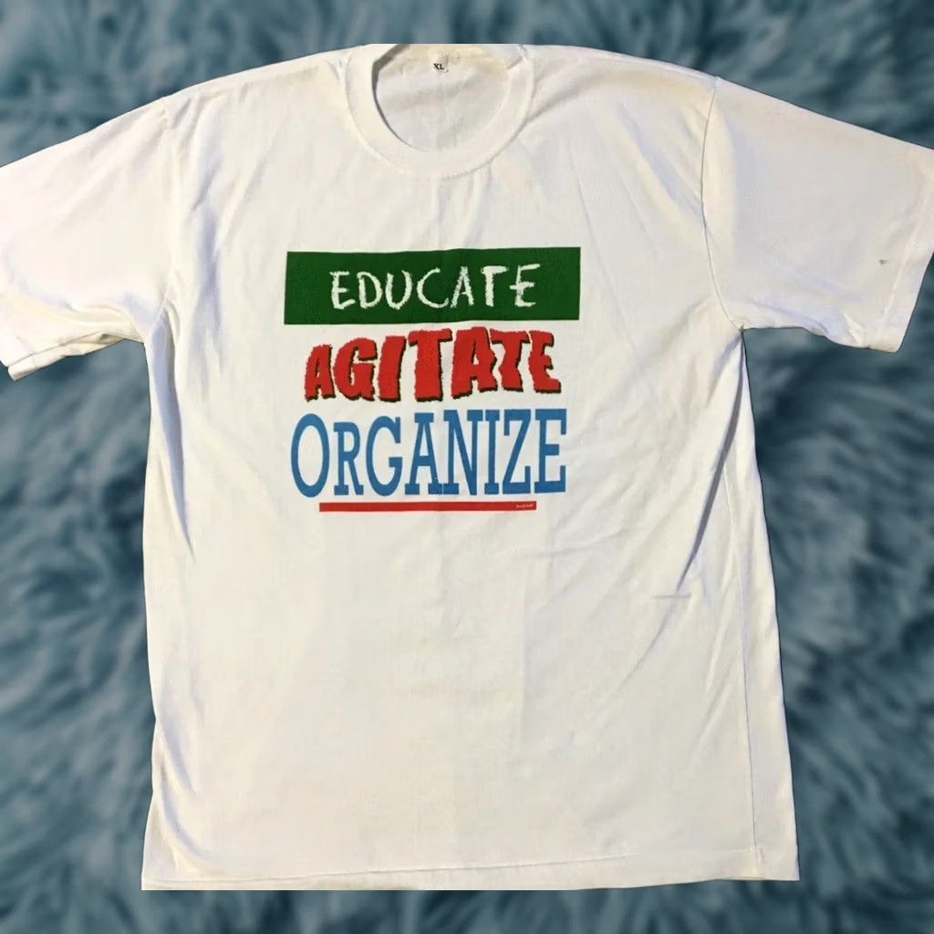 Vintage Vtg 90s Teacher Educate Agitate Organize Faded Shirt M School Funny Joke Grunge Shirt Mens M White Vintage 90s Grunge Teacher Shirt Size US M / EU 48-50 / 2 - 1 Thumbnail