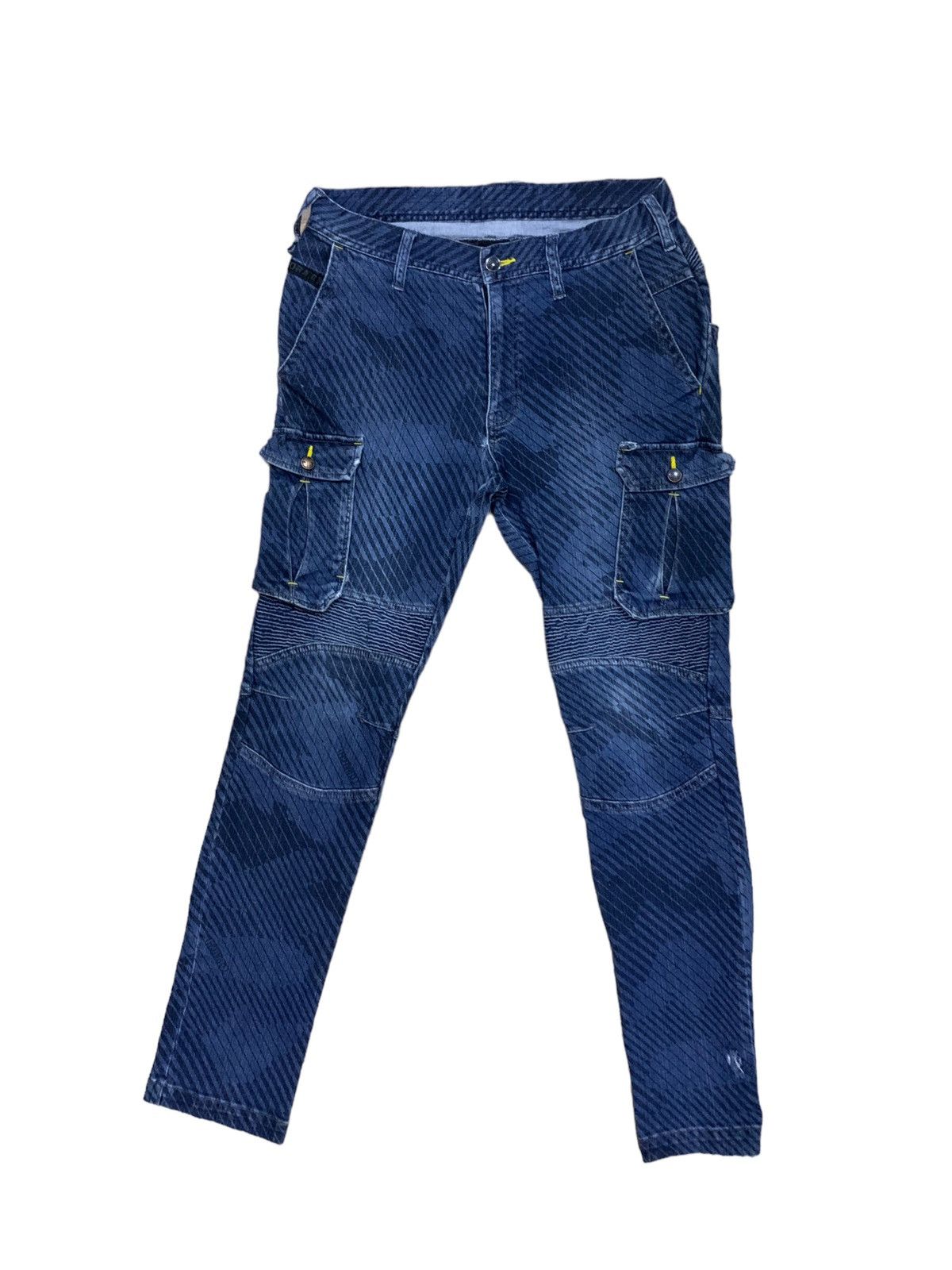image of If Six Was Nine x Le Grande Bleu L G B Toraichi Multipocket Blue Stripes Cargo Jeans (Size 31)