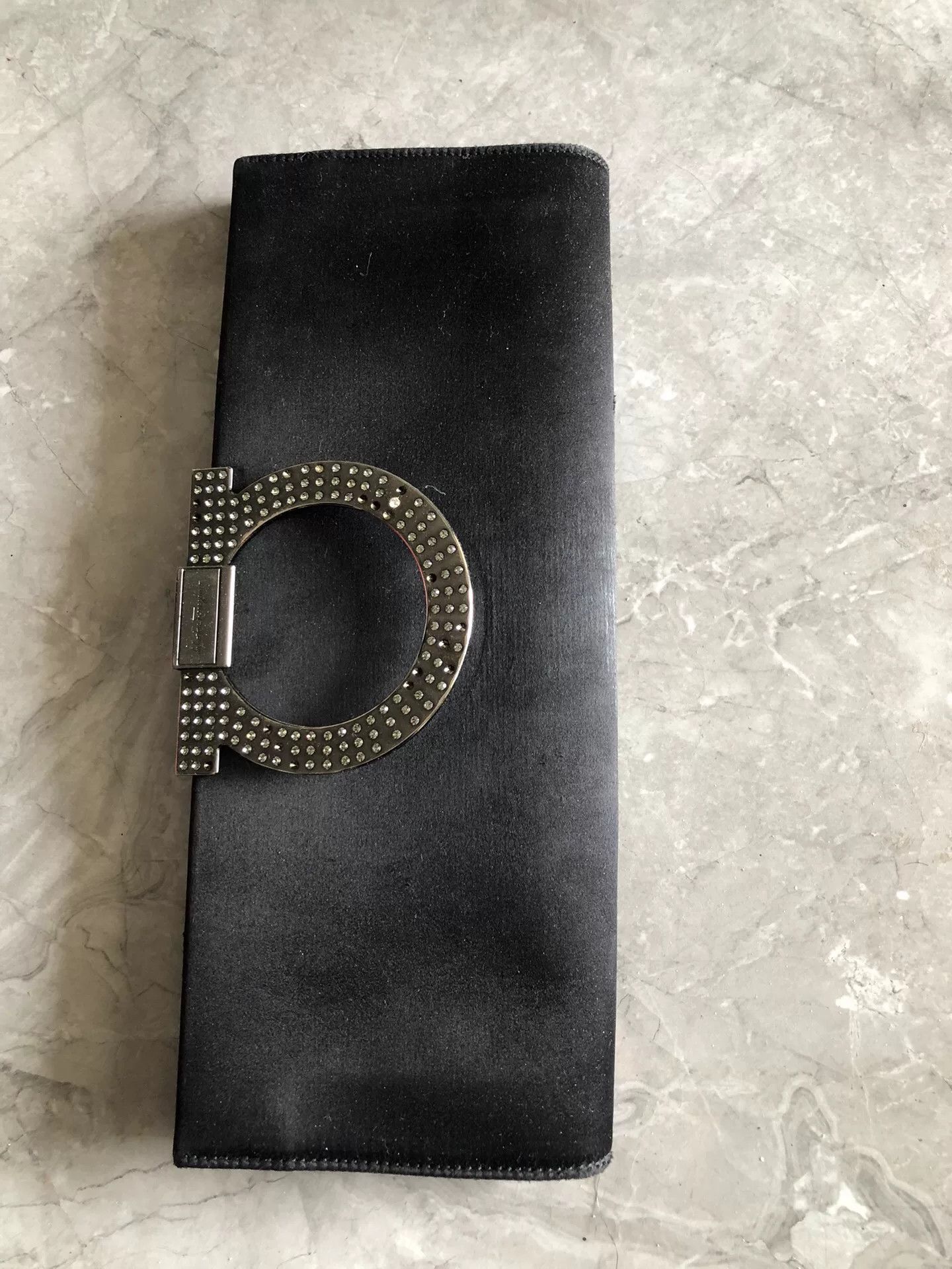 Salvatore Ferragamo Ferragamo Black Silver Diamante Horseshoe Clutch Size ONE SIZE - 1 Thumbnail