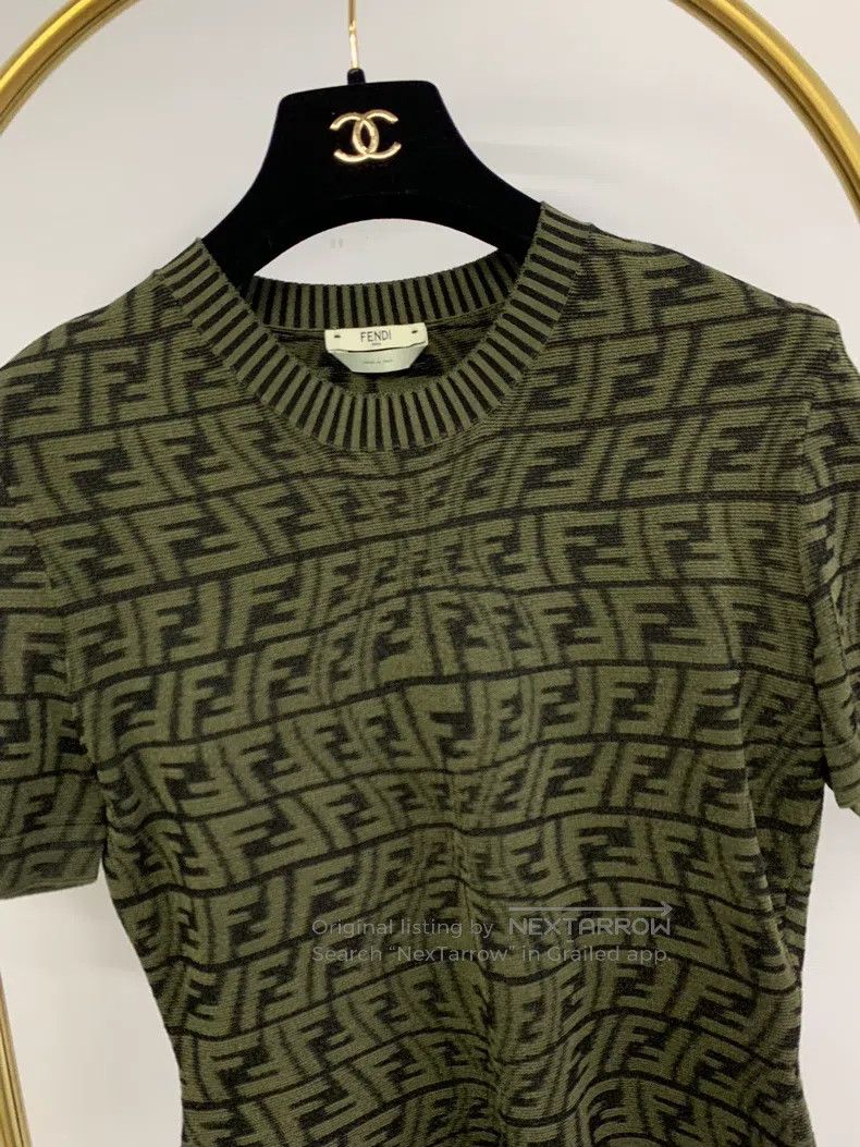Fendi Fendi Green monogrammed knit short sleeve Size XS / US 0-2 / IT 36-38 - 2 Thumbnail